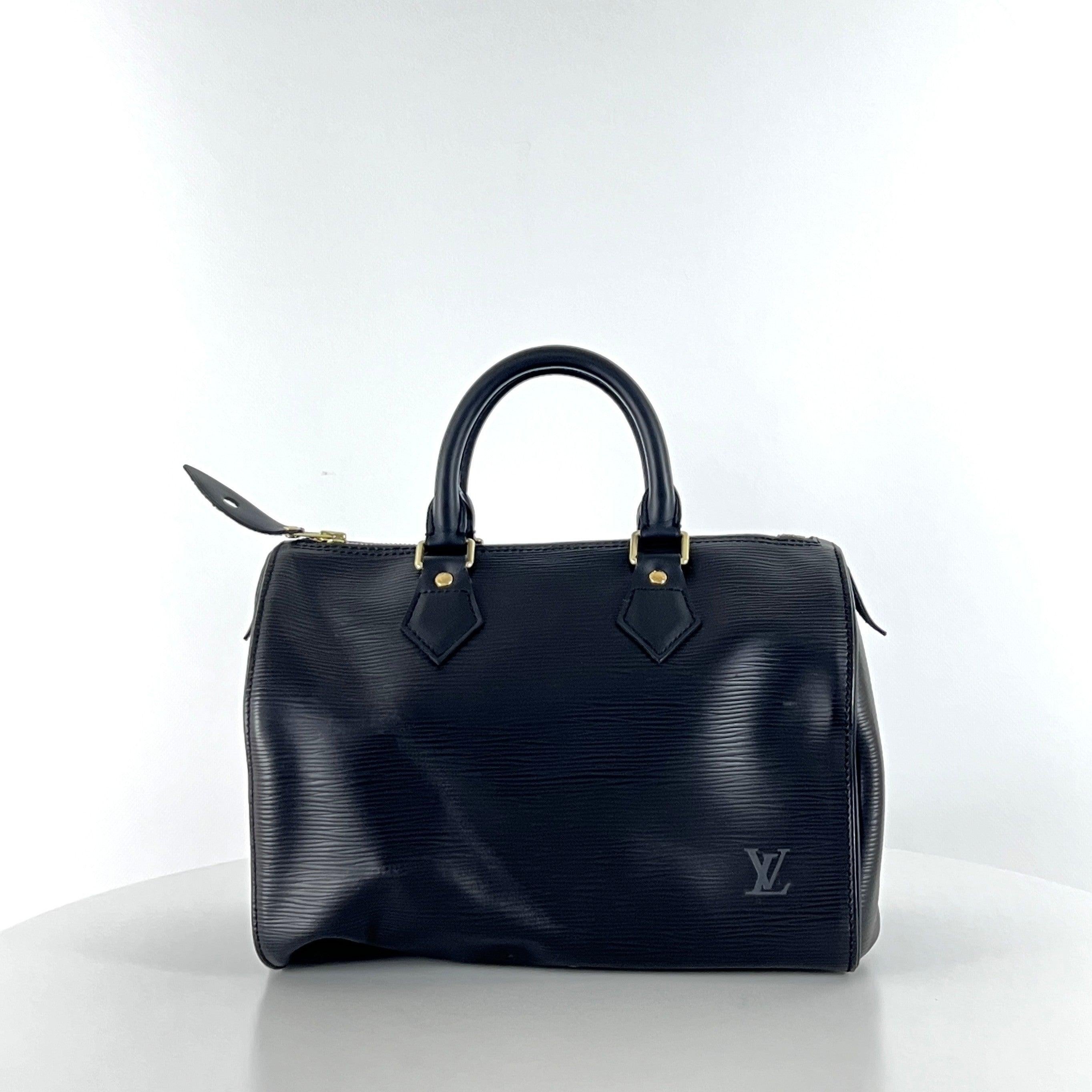 Noir Louis Vuitton Speedy 25 Top Handle Bag Black Leather 2003 en vente