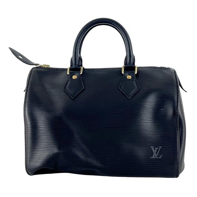 Louis Vuitton Speedy 25 Top Handle Bag Black Leather 2003