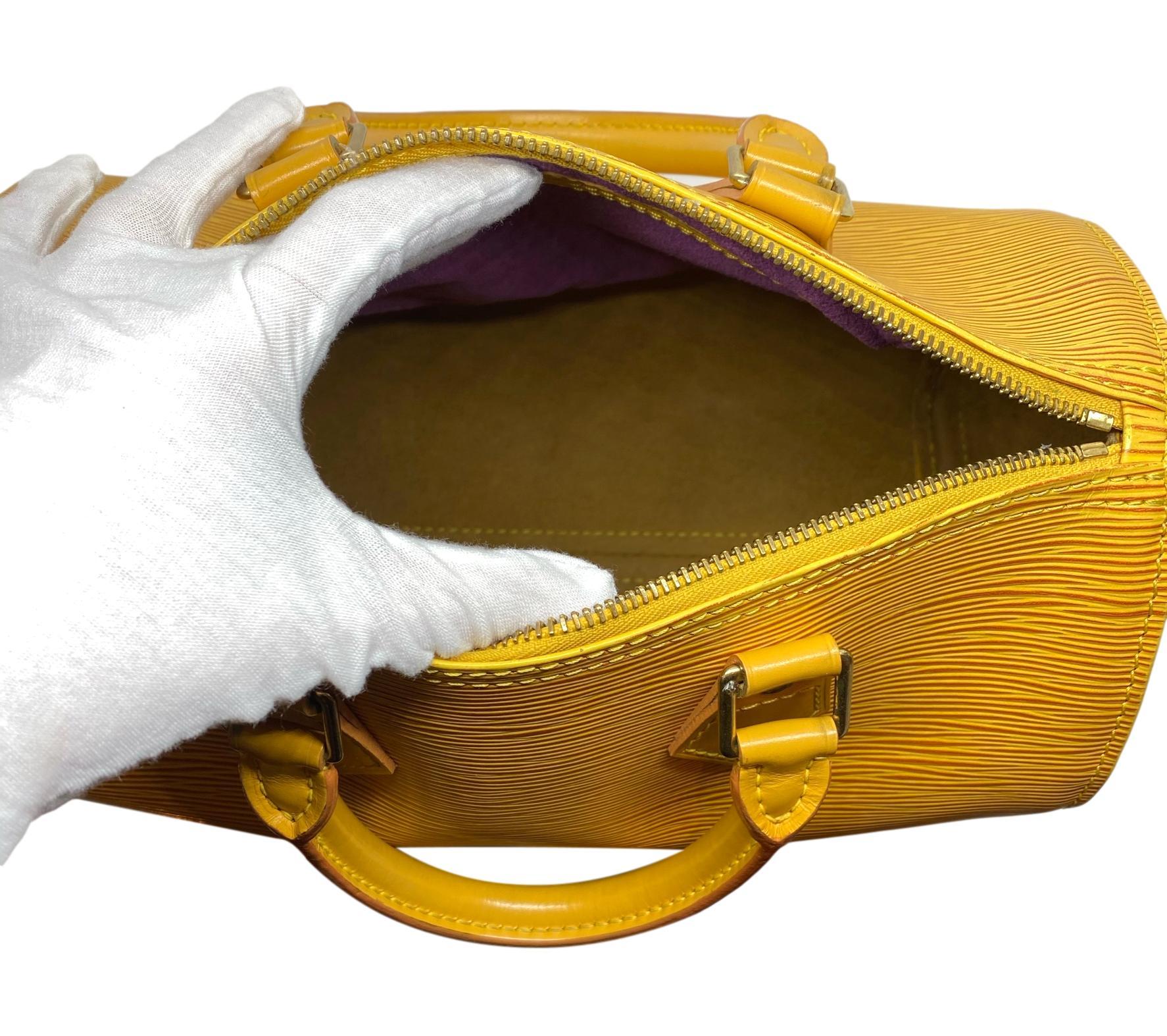 Louis Vuitton Speedy 25 Yellow EPI Leather Handbag, France 1995. 3