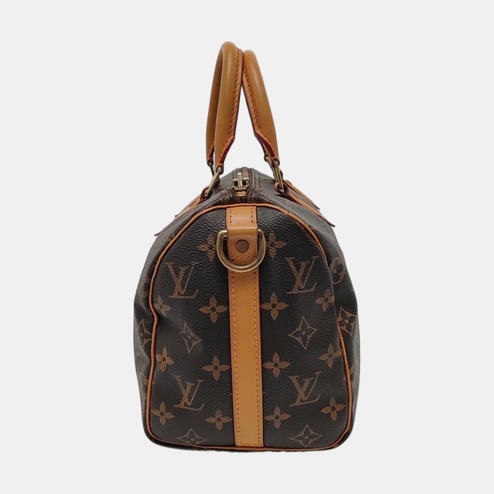 Louis Vuitton Speedy 30 Bandouliere Braun Monogram mit Riemen (Schwarz) im Angebot