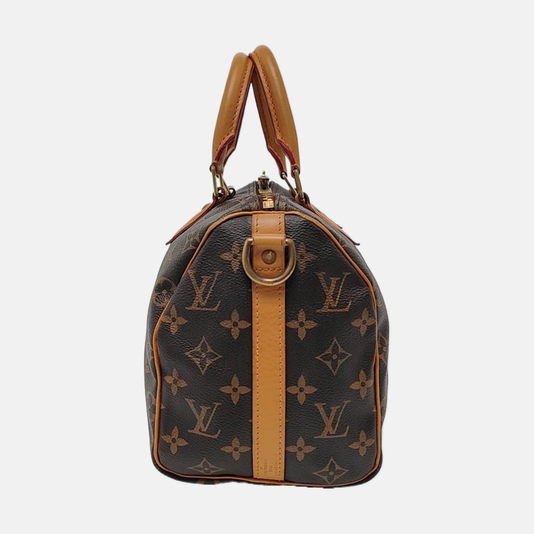 Louis Vuitton Speedy 30 Bandouliere Braun Monogram mit Riemen im Zustand „Relativ gut“ im Angebot in AUBERVILLIERS, FR