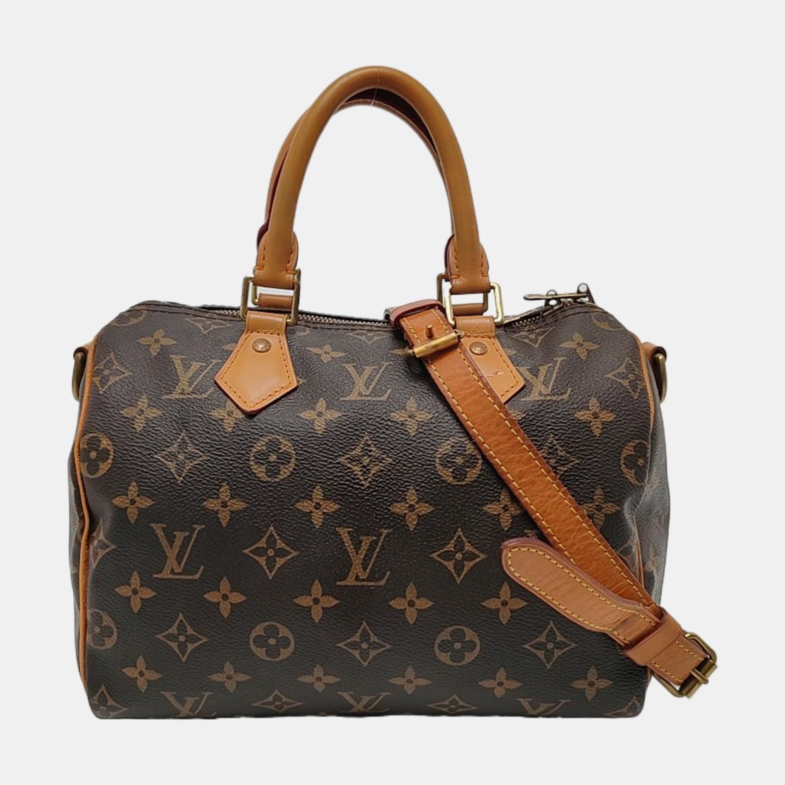Louis Vuitton Speedy 30 Bandouliere Braun Monogram mit Riemen im Angebot 3