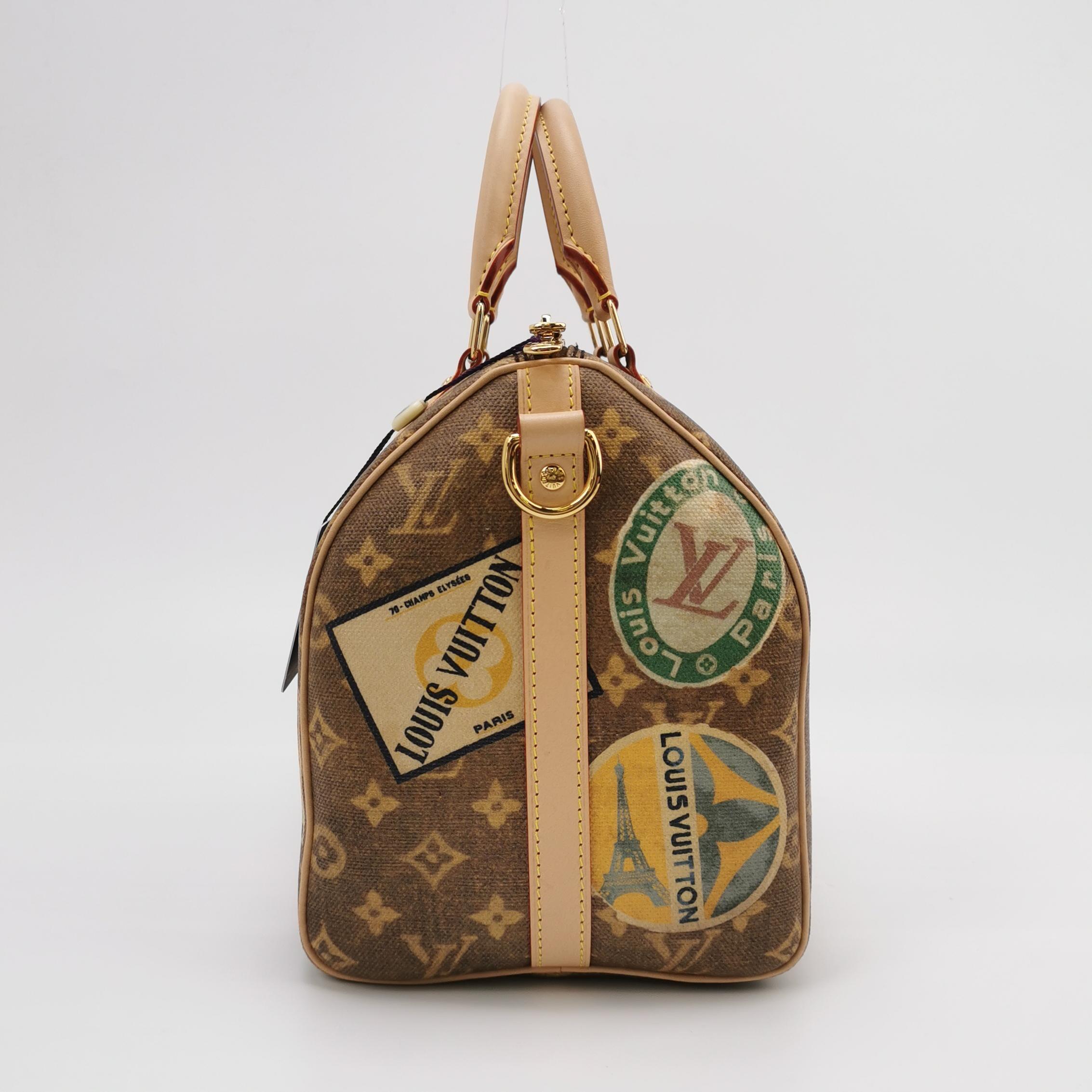 Louis Vuitton Speedy 30 Bandouliere Monogram Hotel Labels im Zustand „Hervorragend“ in AUBERVILLIERS, FR
