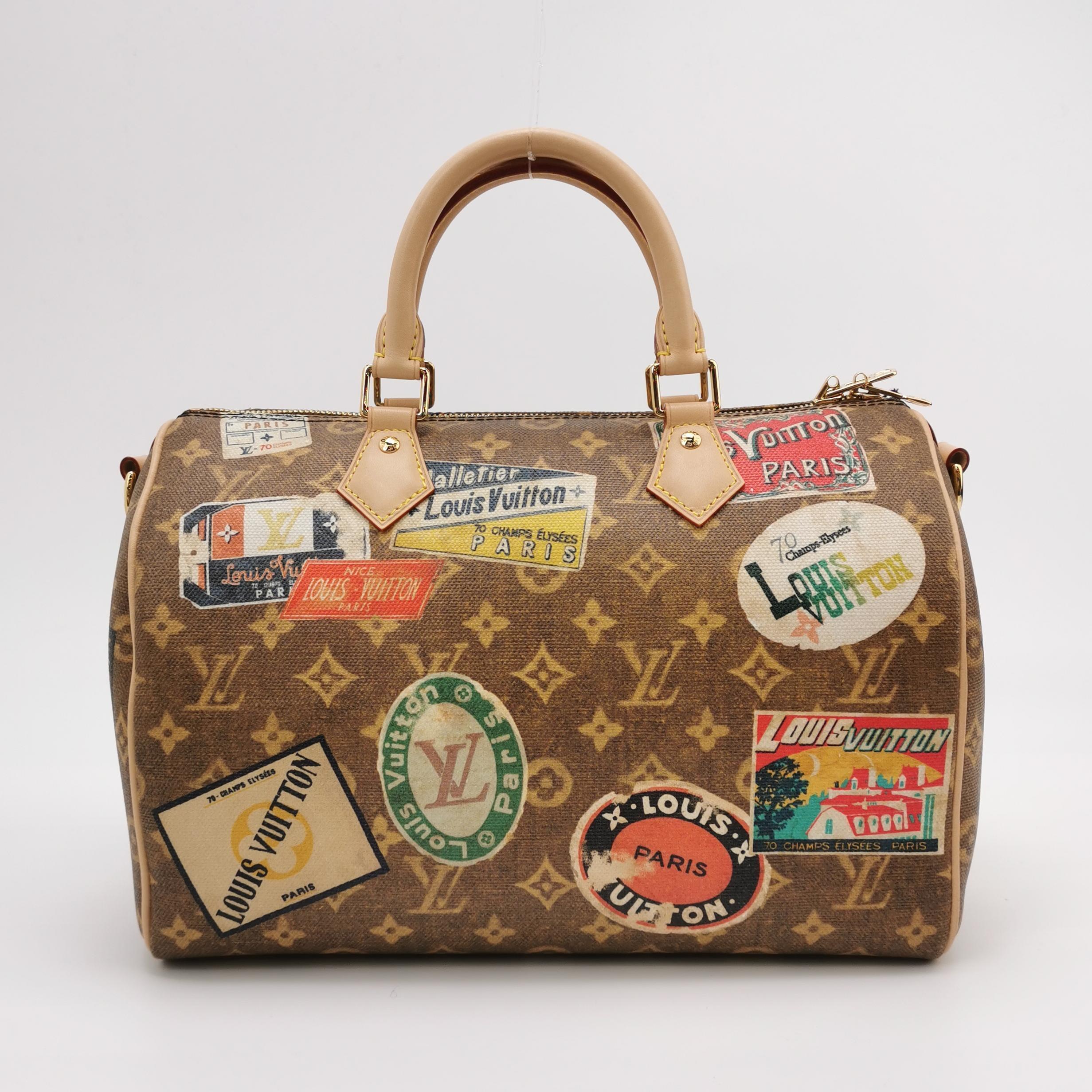 Louis Vuitton Speedy 30 Bandouliere Monogram Hotel Labels für Damen oder Herren