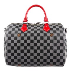 Louis Vuitton Speedy 30 Black Gray Green Green Top Handle Satchel Shoulder Bag