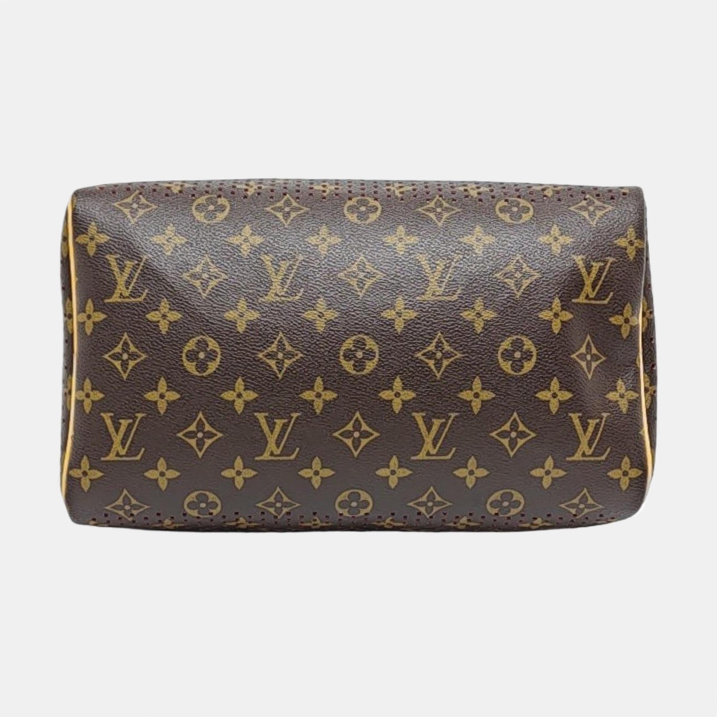 Louis Vuitton Speedy 30 Marrone Traforato Monogram Interno Rosa in vendita 3