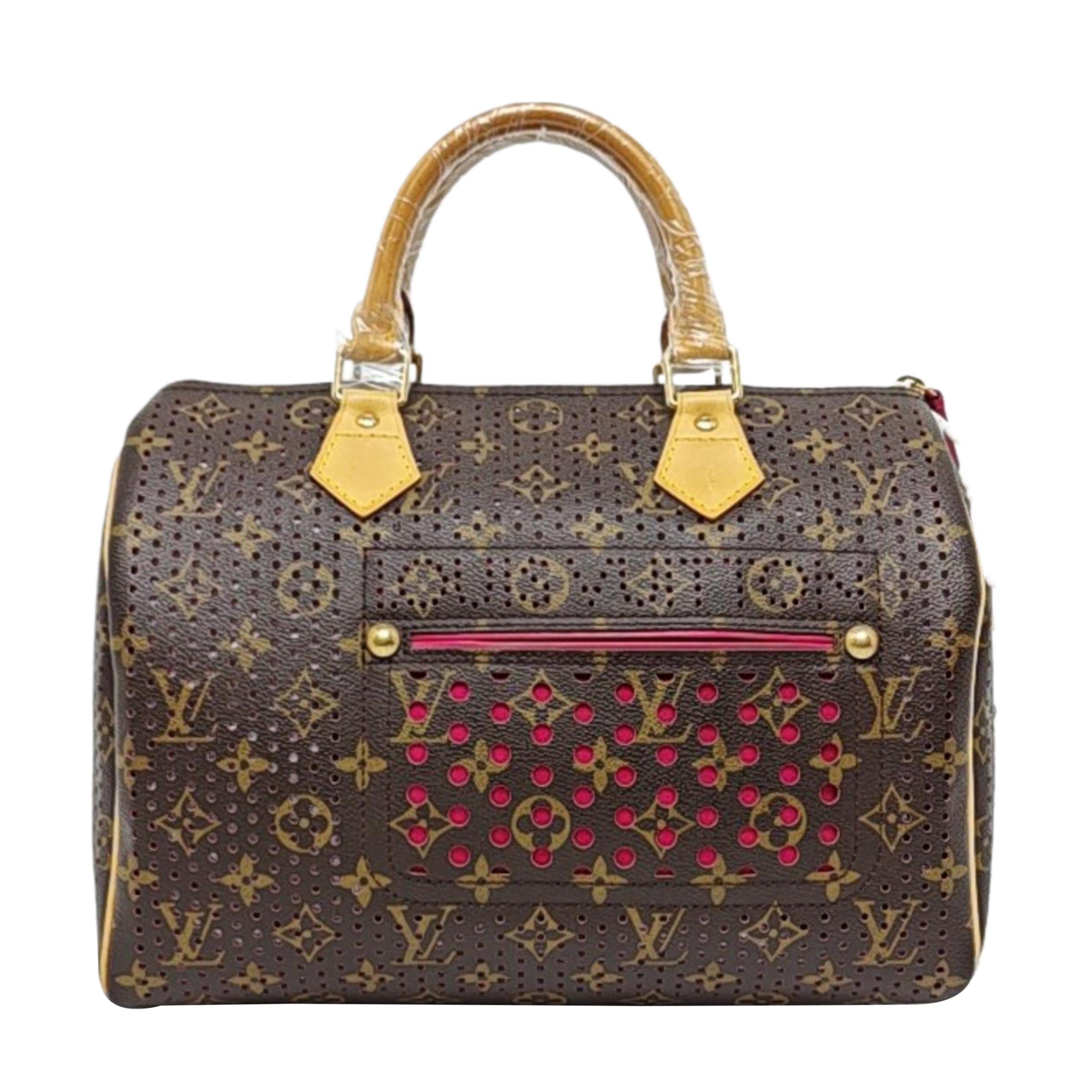 Louis Vuitton Speedy 30 Marrone Traforato Monogram Interno Rosa