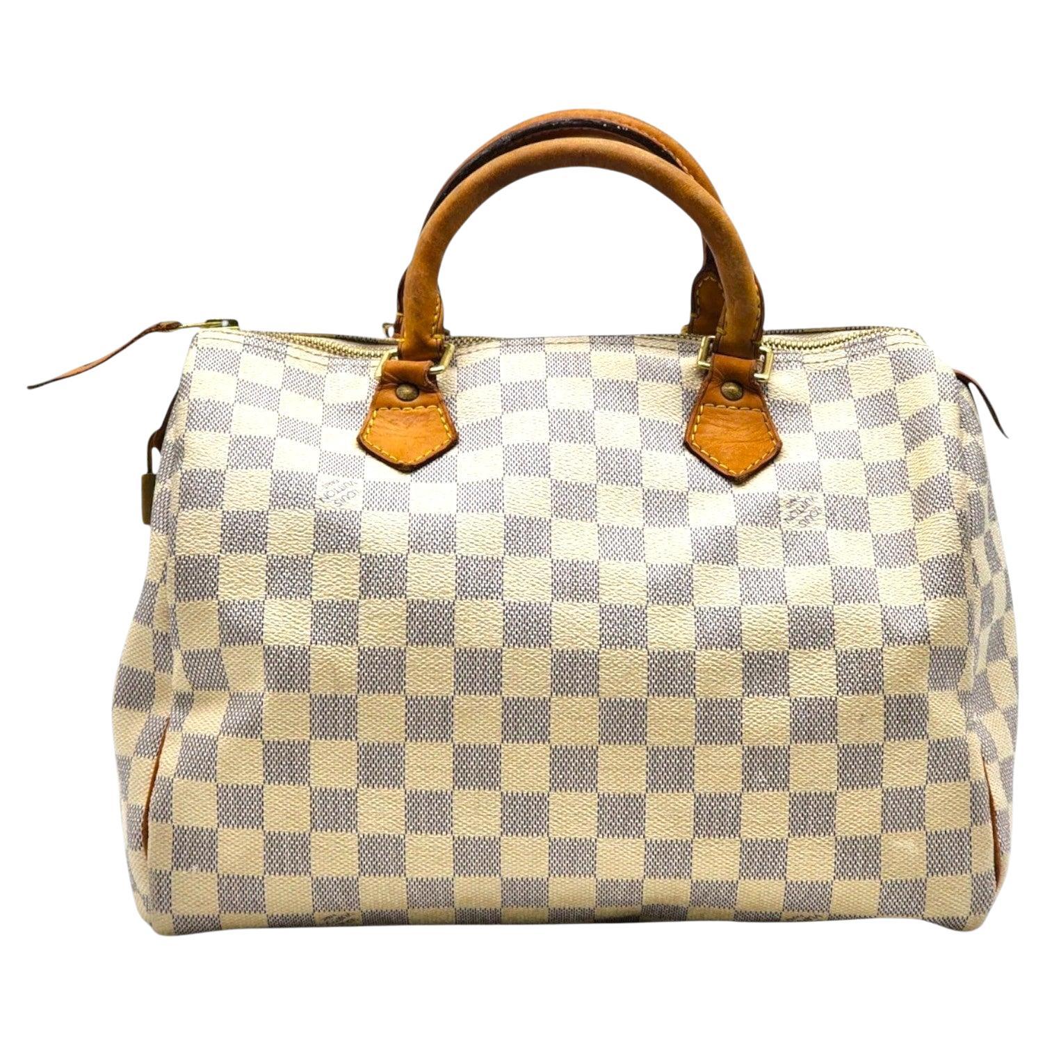 Louis Vuitton Speedy 30 Damier Azur Boston Borsetta con serratura e chiave in vendita
