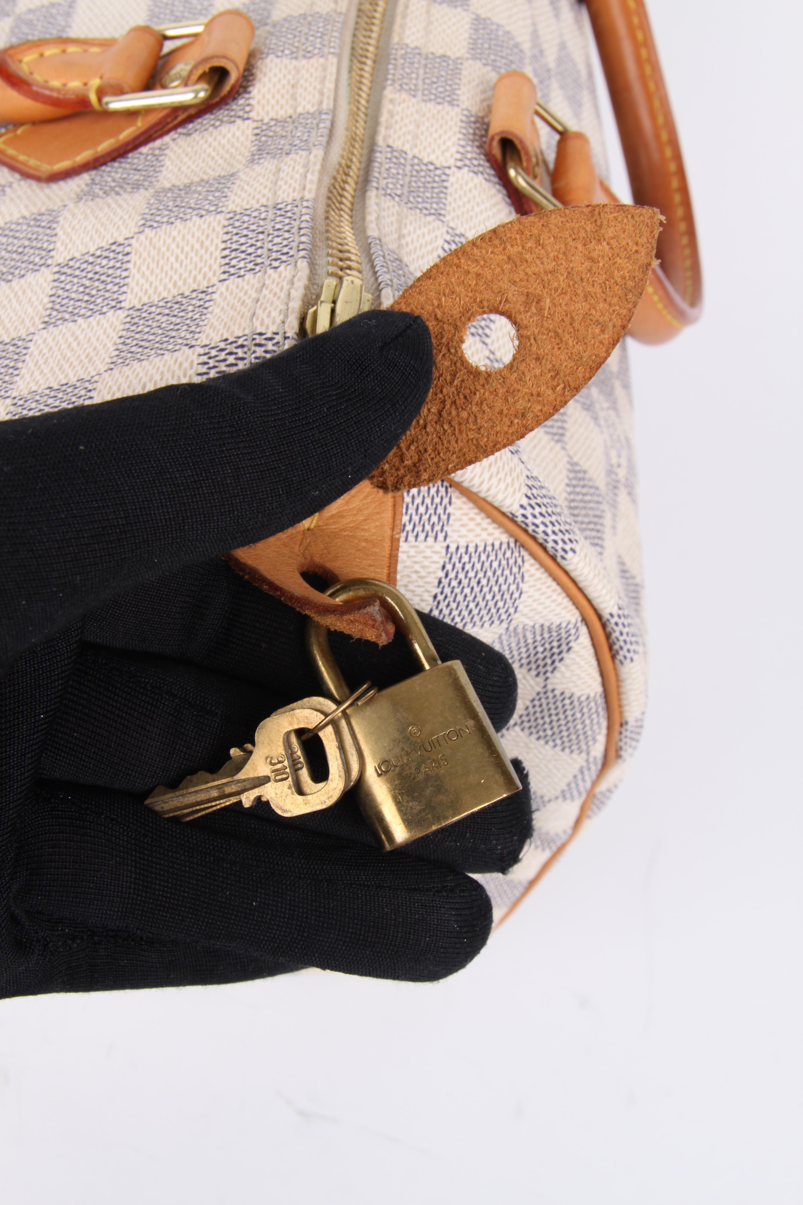 Louis Vuitton Speedy 30 Damier Azur Canvas Bag In Good Condition In Baarn, NL