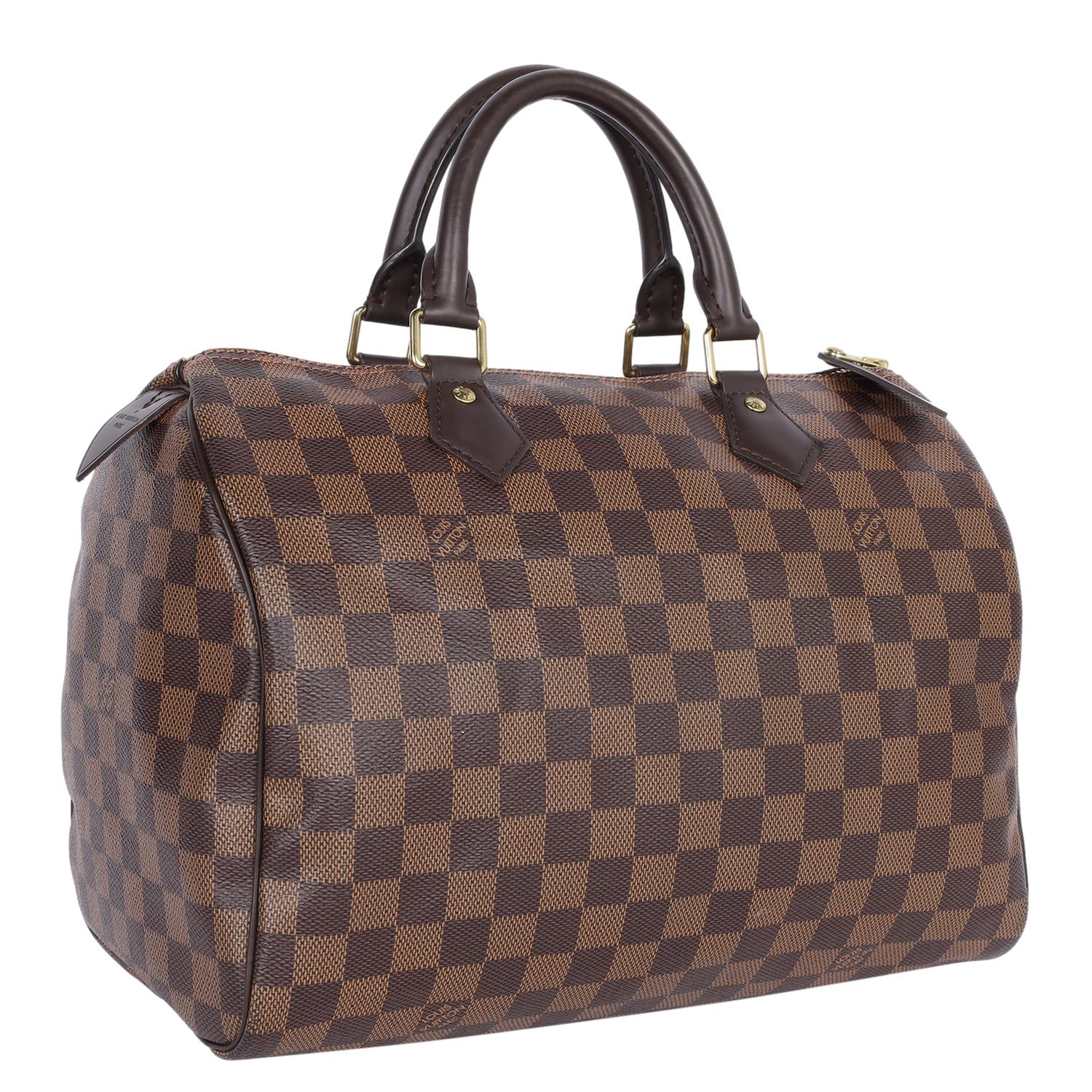 Gris LOUIS VUITTON Speedy 30 Damier Ebene Brown en vente