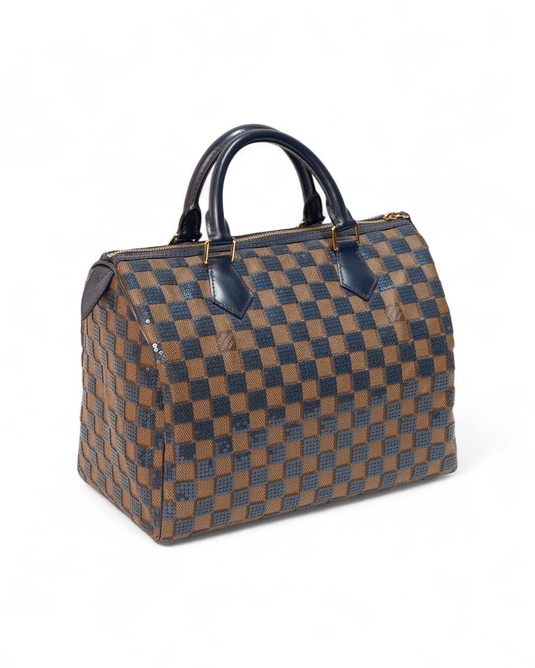 Louis Vuitton Speedy 30 Damier Paillettes Navy For Sale 5