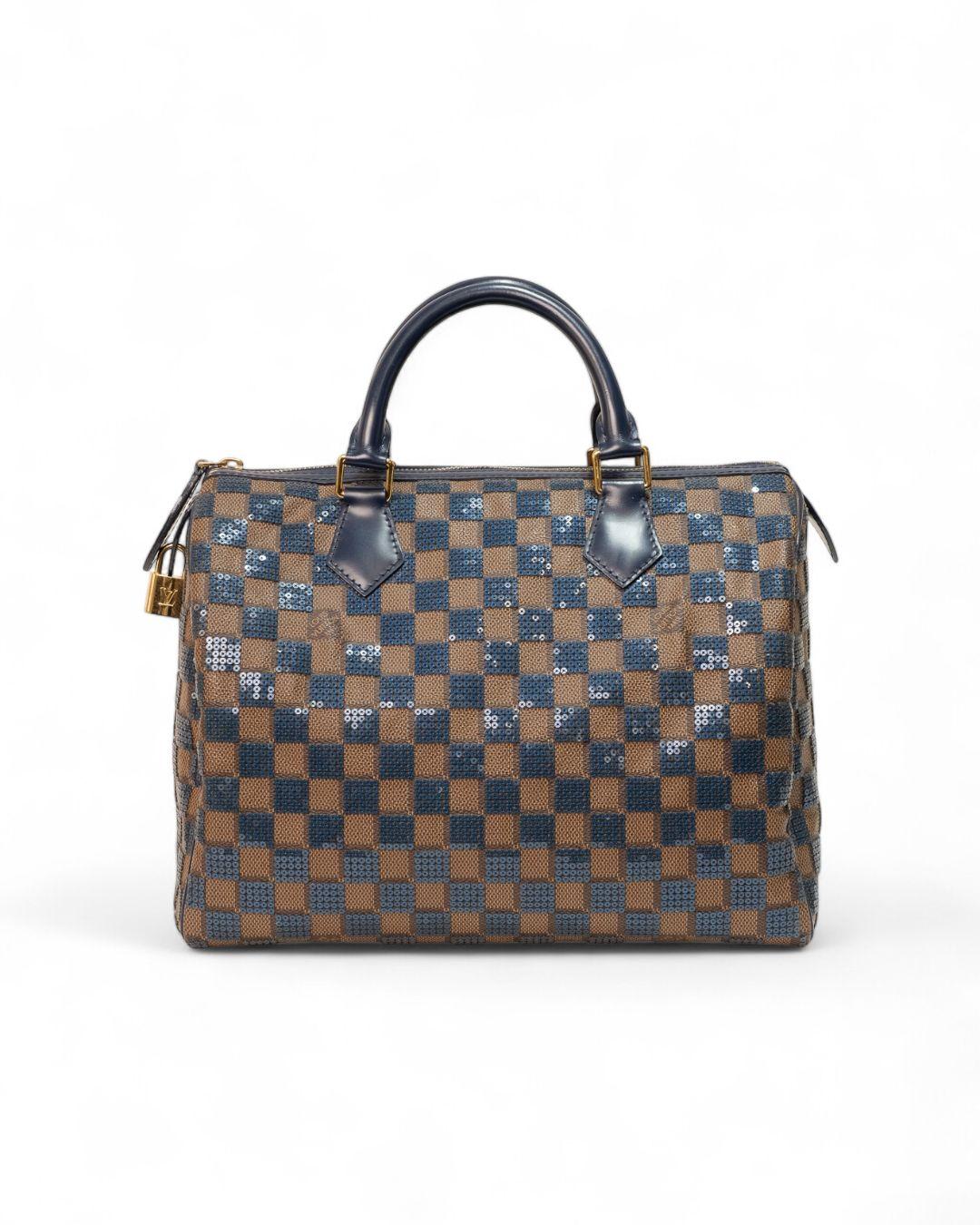 Louis Vuitton Speedy 30 Damier Paillettes Navy For Sale 6