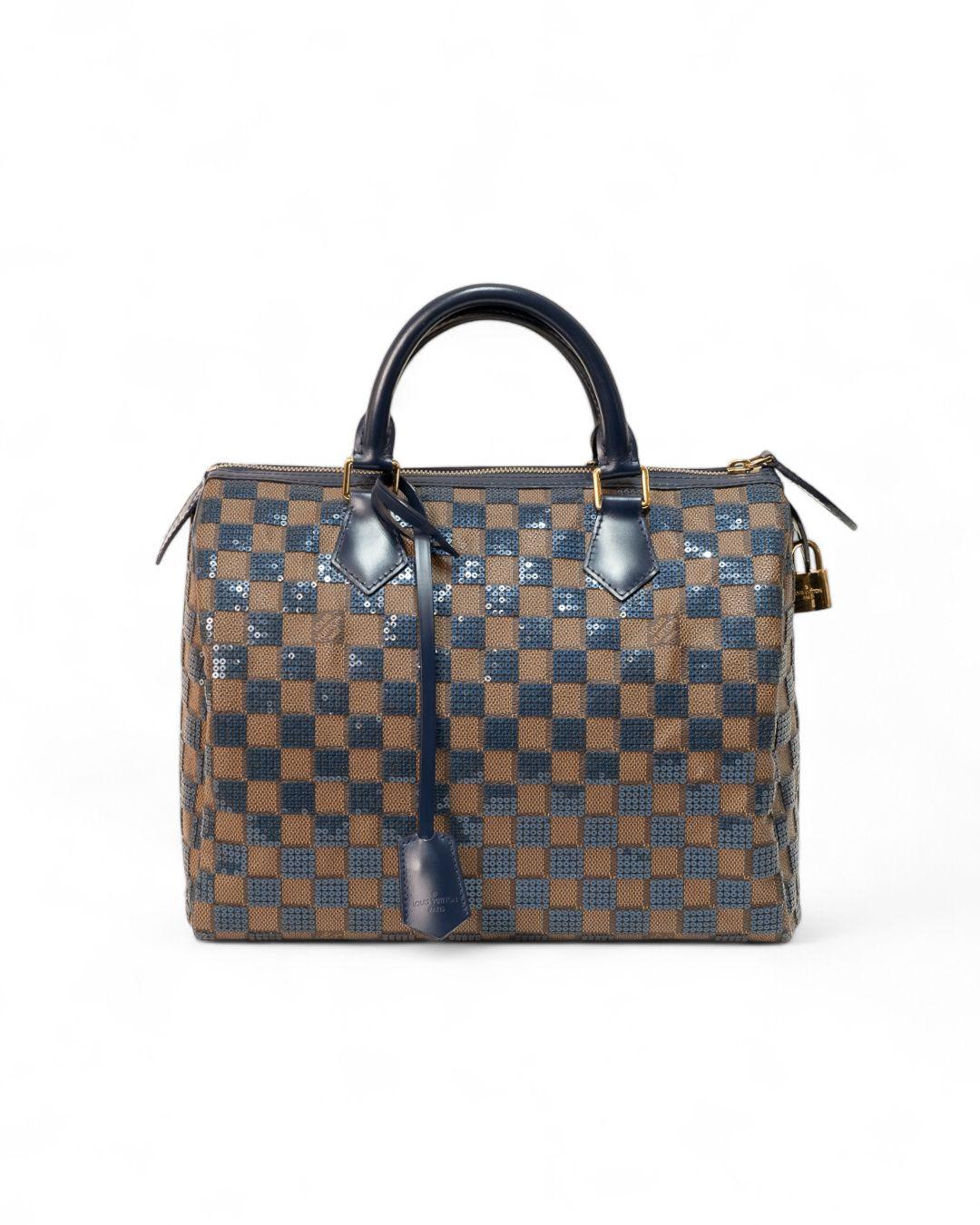 Louis Vuitton Speedy 30 Damier Paillettes Navy For Sale 7