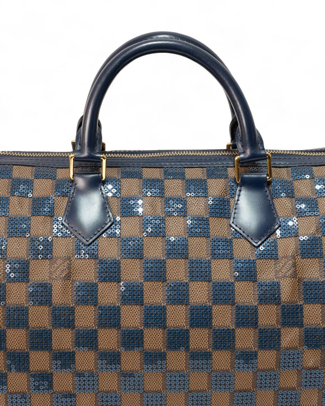 Louis Vuitton Speedy 30 Damier Paillettes Navy For Sale 9