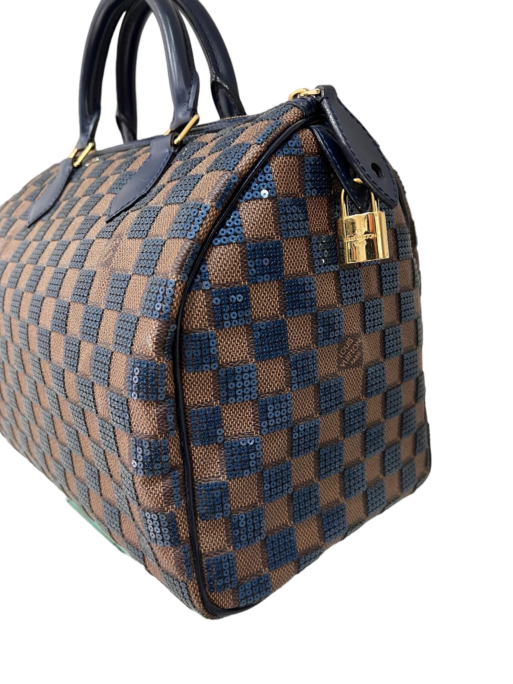 Louis Vuitton Speedy 30 Damier Paillettes Navy In Excellent Condition For Sale In Torre Del Greco, IT