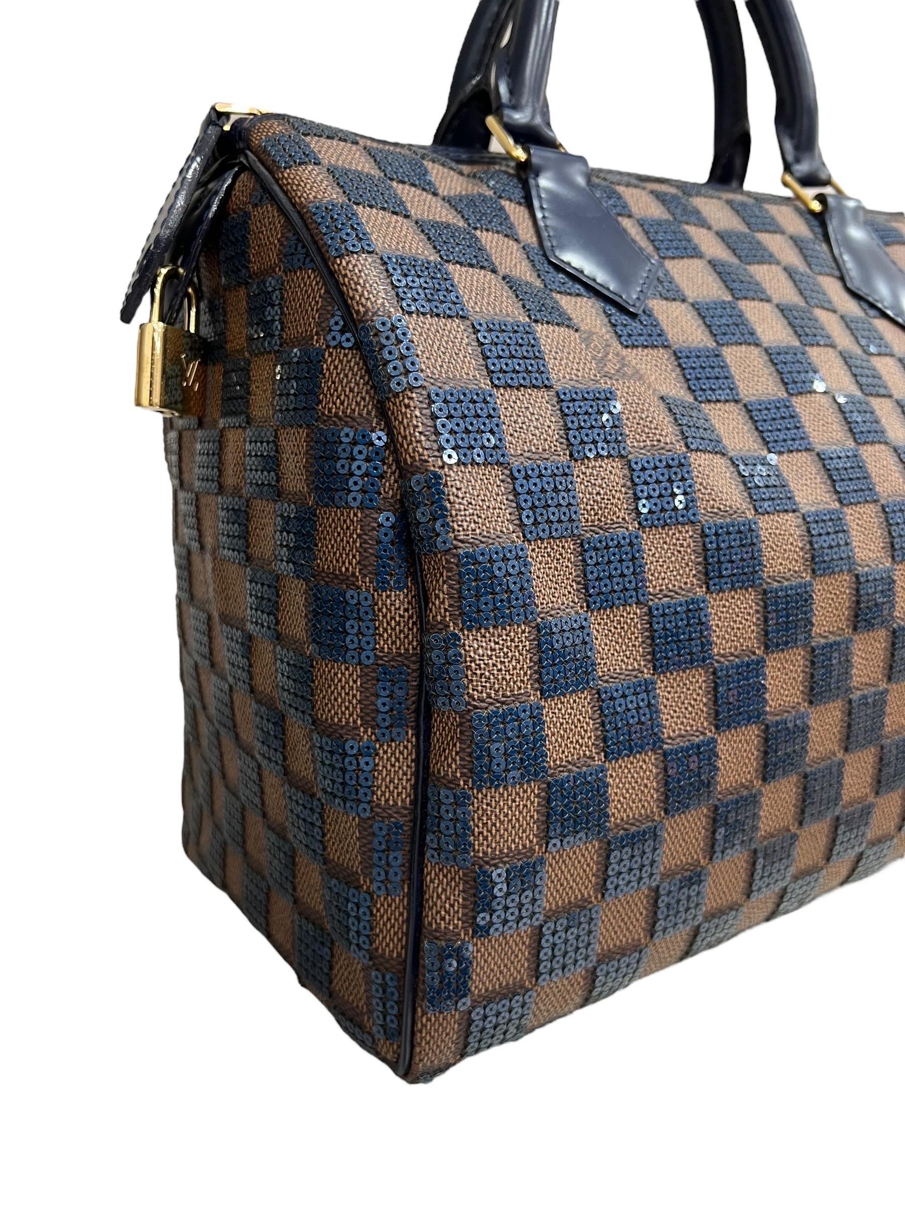 Louis Vuitton Speedy 30 Damier Paillettes Navy For Sale 1