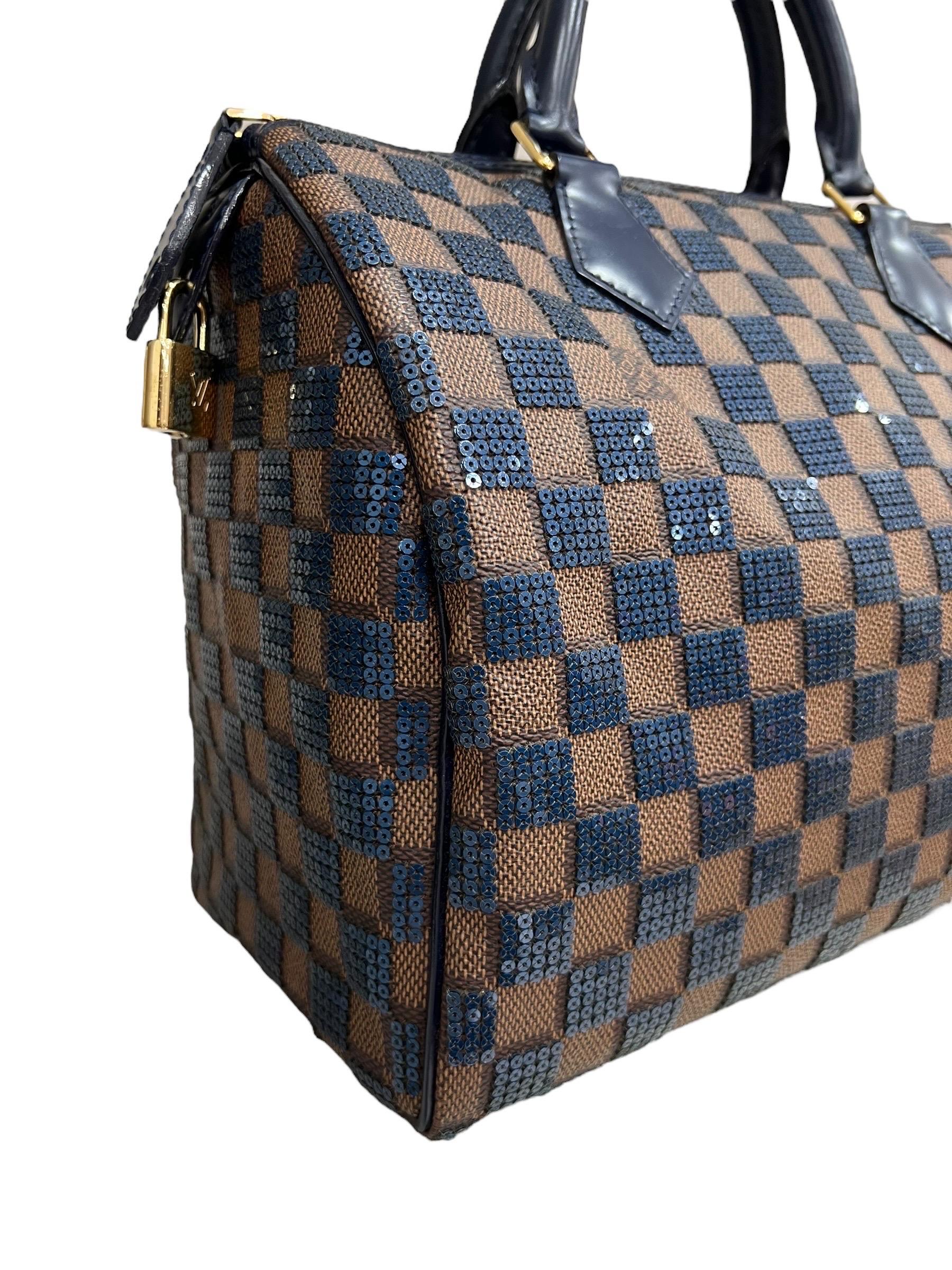 Louis Vuitton Speedy 30 Damier Paillettes Navy For Sale 2