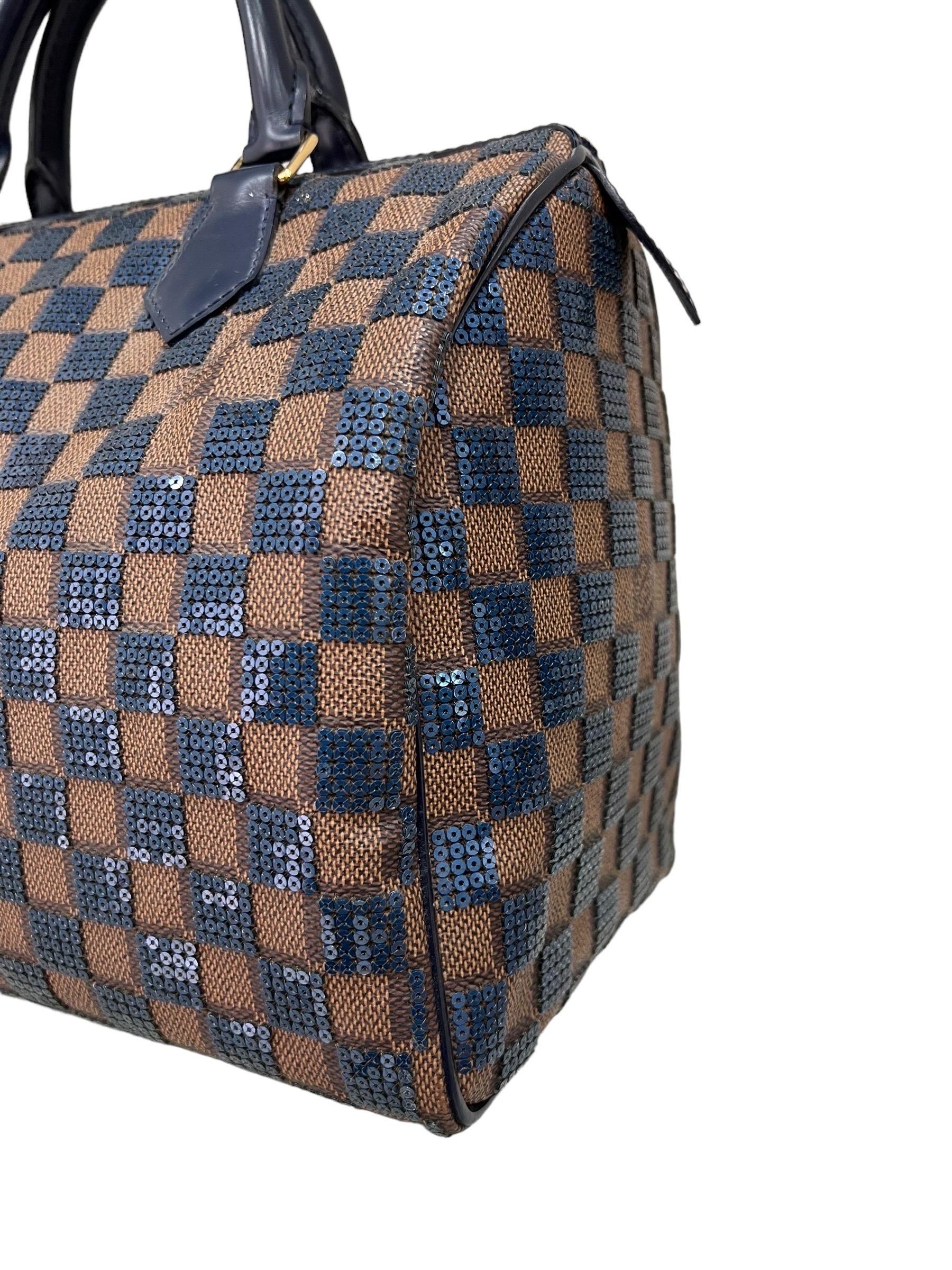 Louis Vuitton Speedy 30 Damier Paillettes Navy For Sale 2