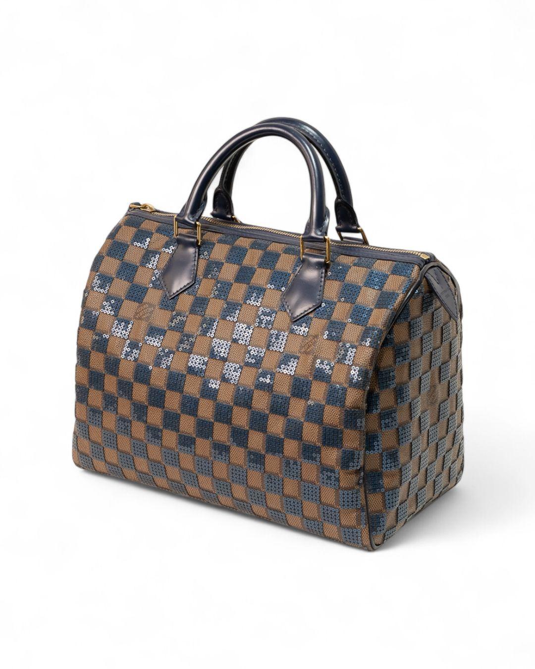 Louis Vuitton Speedy 30 Damier Paillettes Navy For Sale 4
