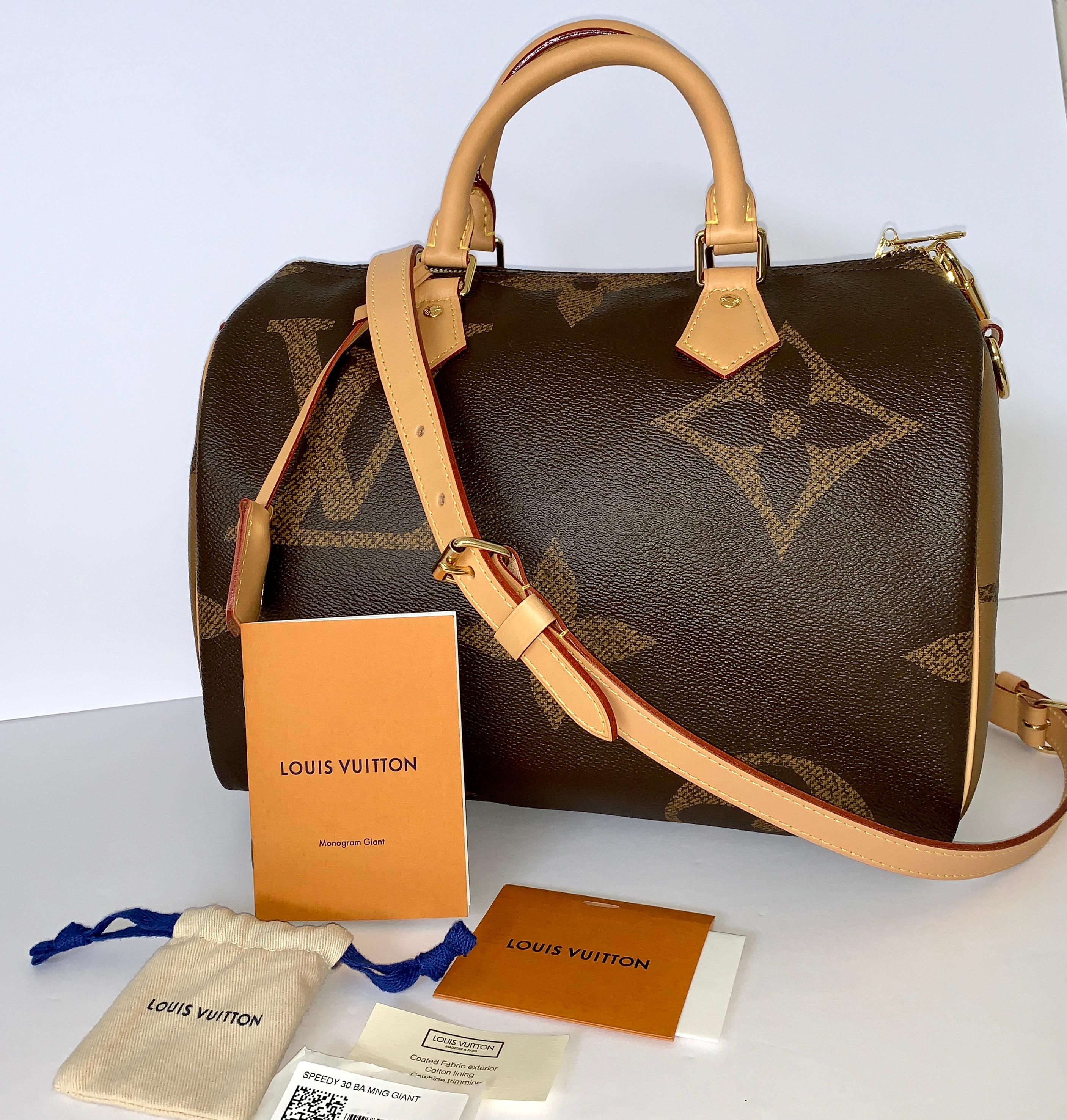 Louis Vuitton 
Iconic Speedy
Now in Giant Monogram Reverse
What a great bag!
Size is 30
 

16.14 x 13.39 x 7.48 inches 
(Length x Height x Width) 
L 16.1 x H 13.4 x W 7.5 inches
Monogram coated canvas
Monogram coated canvas trim
Textile