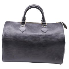 Louis Vuitton Speedy 30 Handbag in Black Epi Leather