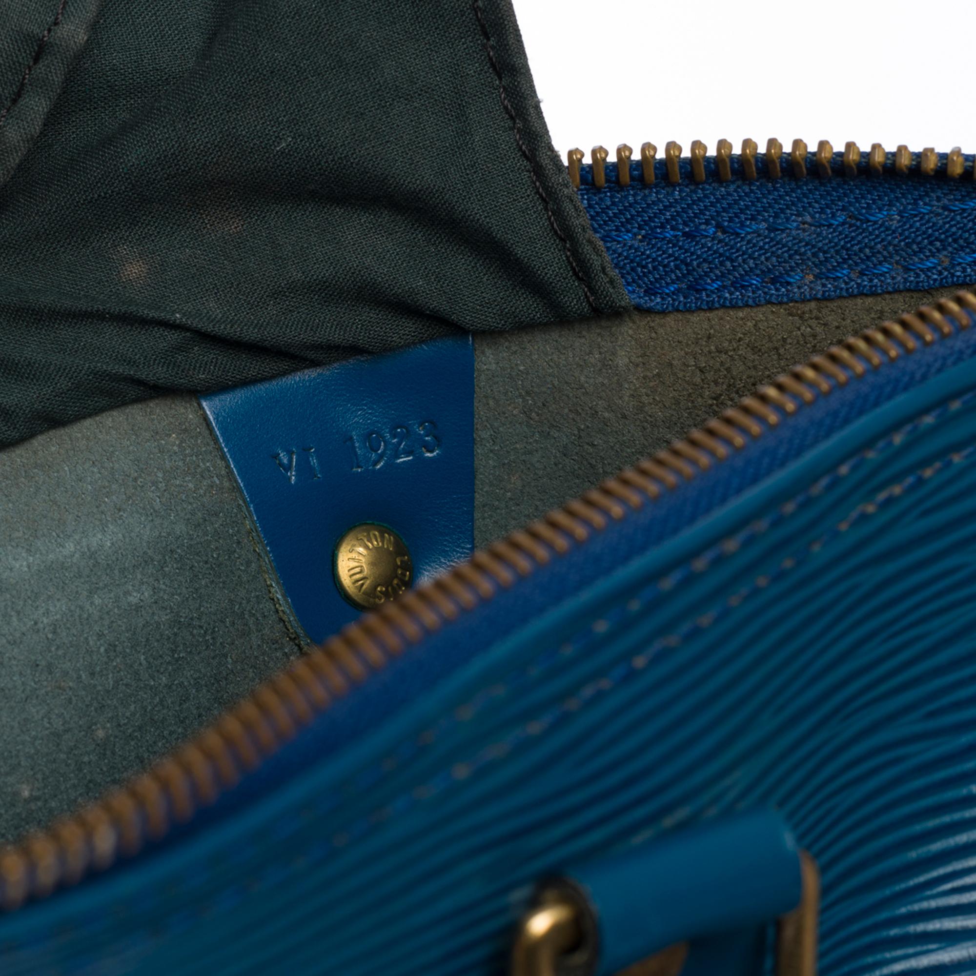 Louis Vuitton Speedy 30 Handtasche aus blauem kobaltfarbenem Pi-Leder und goldenen Beschlägen 1