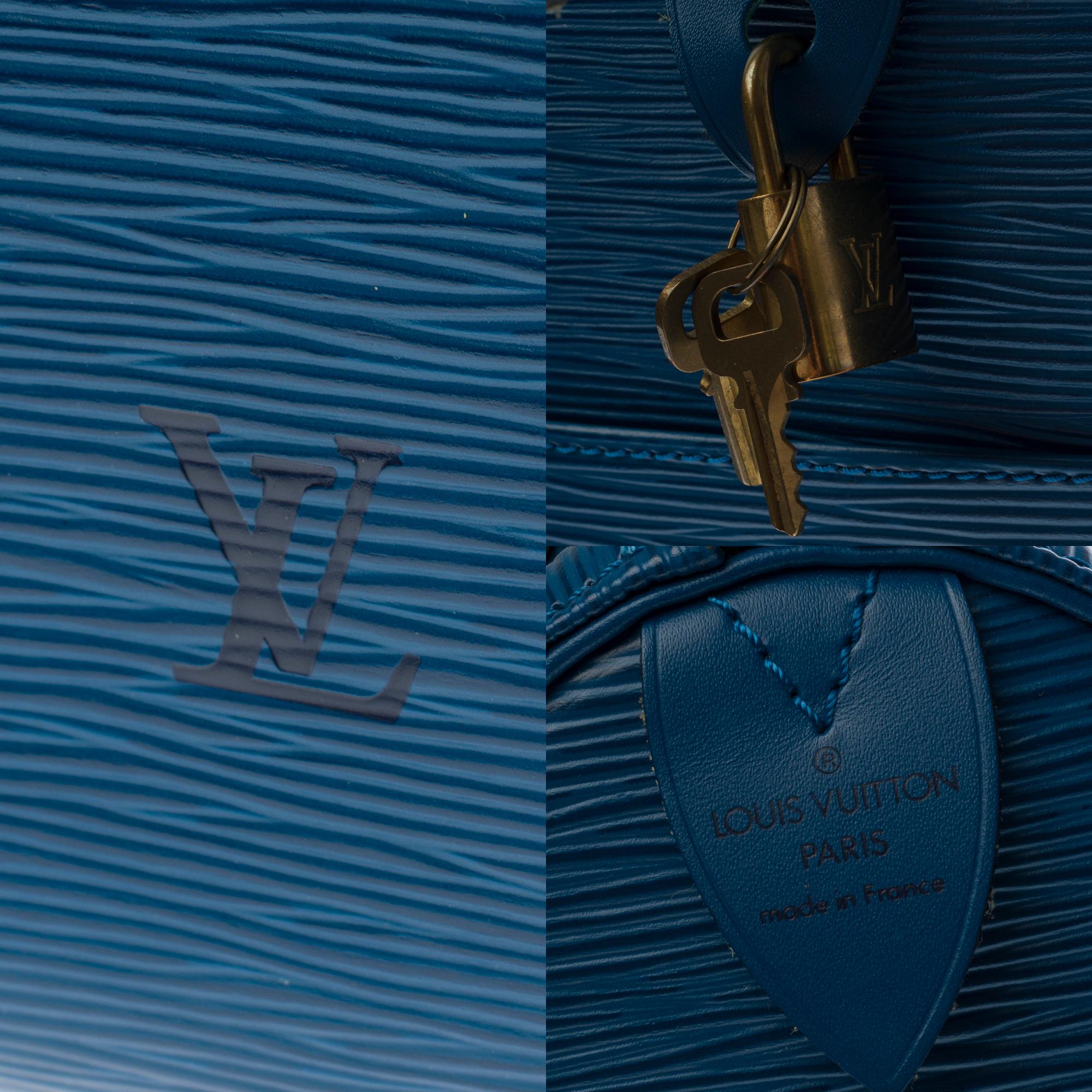 Blue Louis Vuitton Speedy 30 handbag in blue épi leather and gold hardware