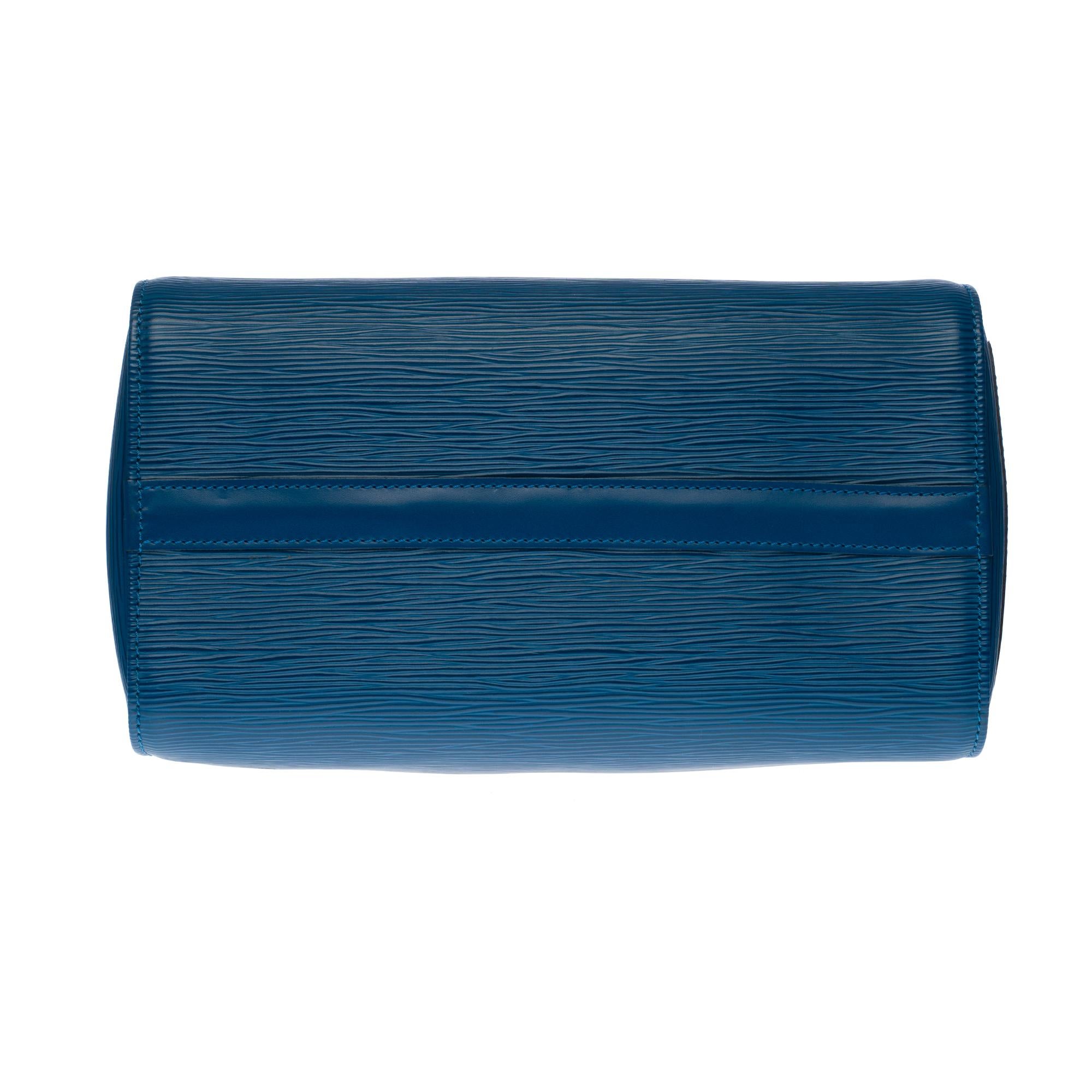 Louis Vuitton Speedy 30 handbag in blue épi leather and gold hardware 2