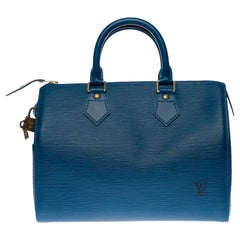 Louis Vuitton Speedy 30 handbag in blue épi leather and gold hardware