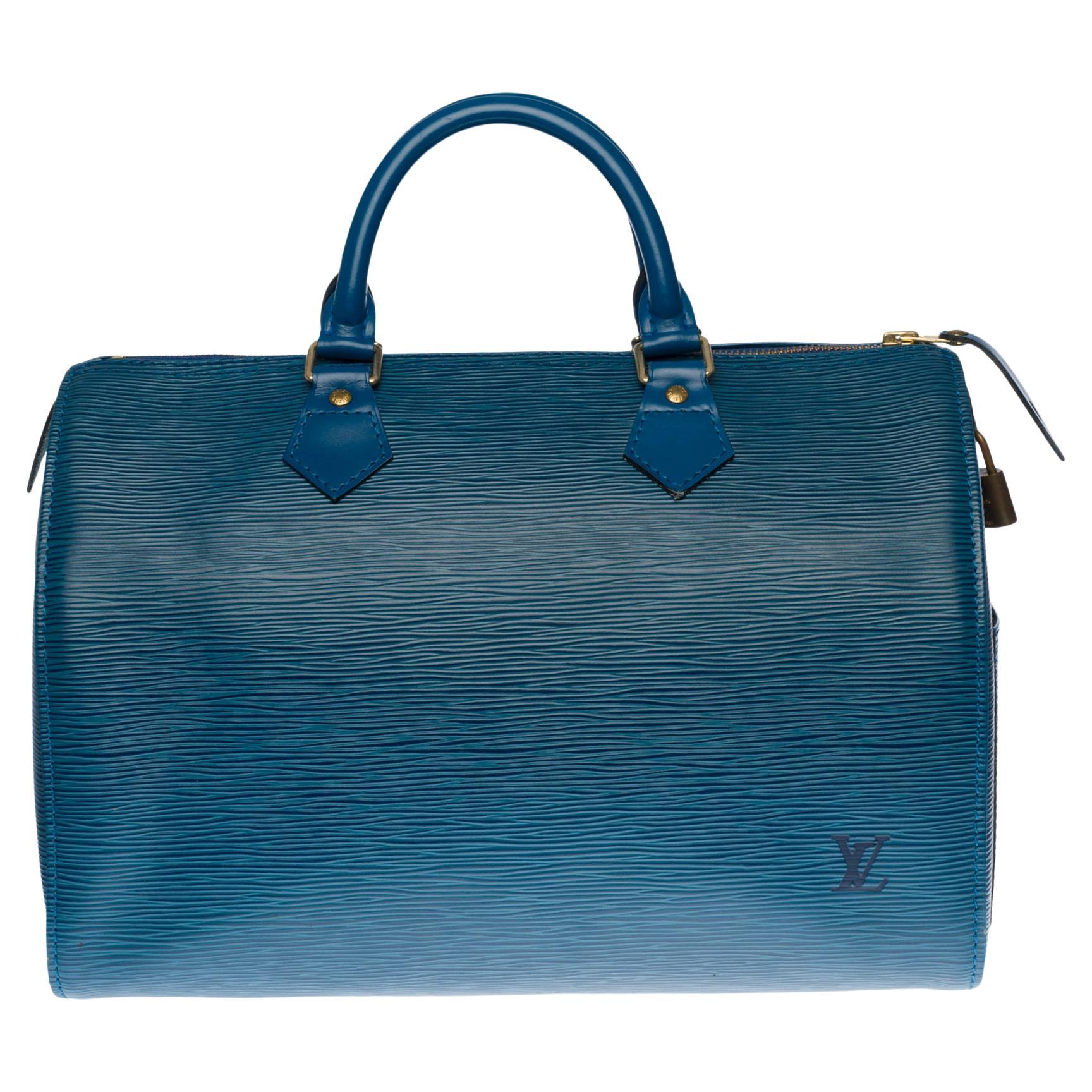 Louis Vuitton Speedy 30 handbag in blue �épi leather and gold hardware