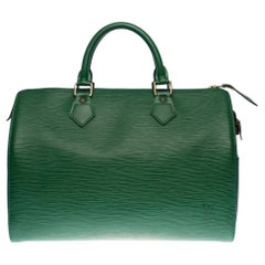 Louis Vuitton Speedy 30 handbag in green épi leather and gold hardware