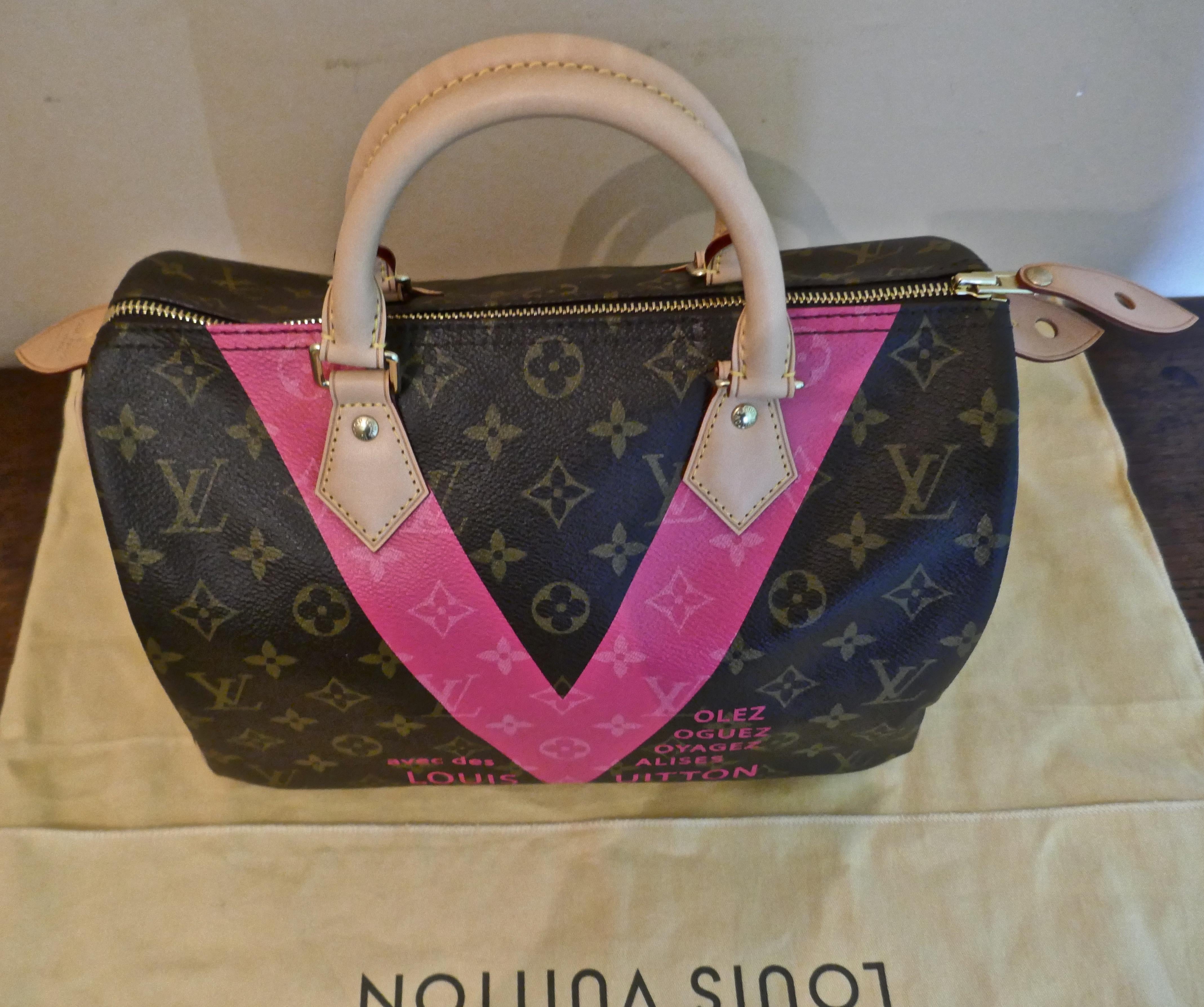 Black Louis Vuitton Speedy 30 Limited Edition Grenade V Monogram Handbag.