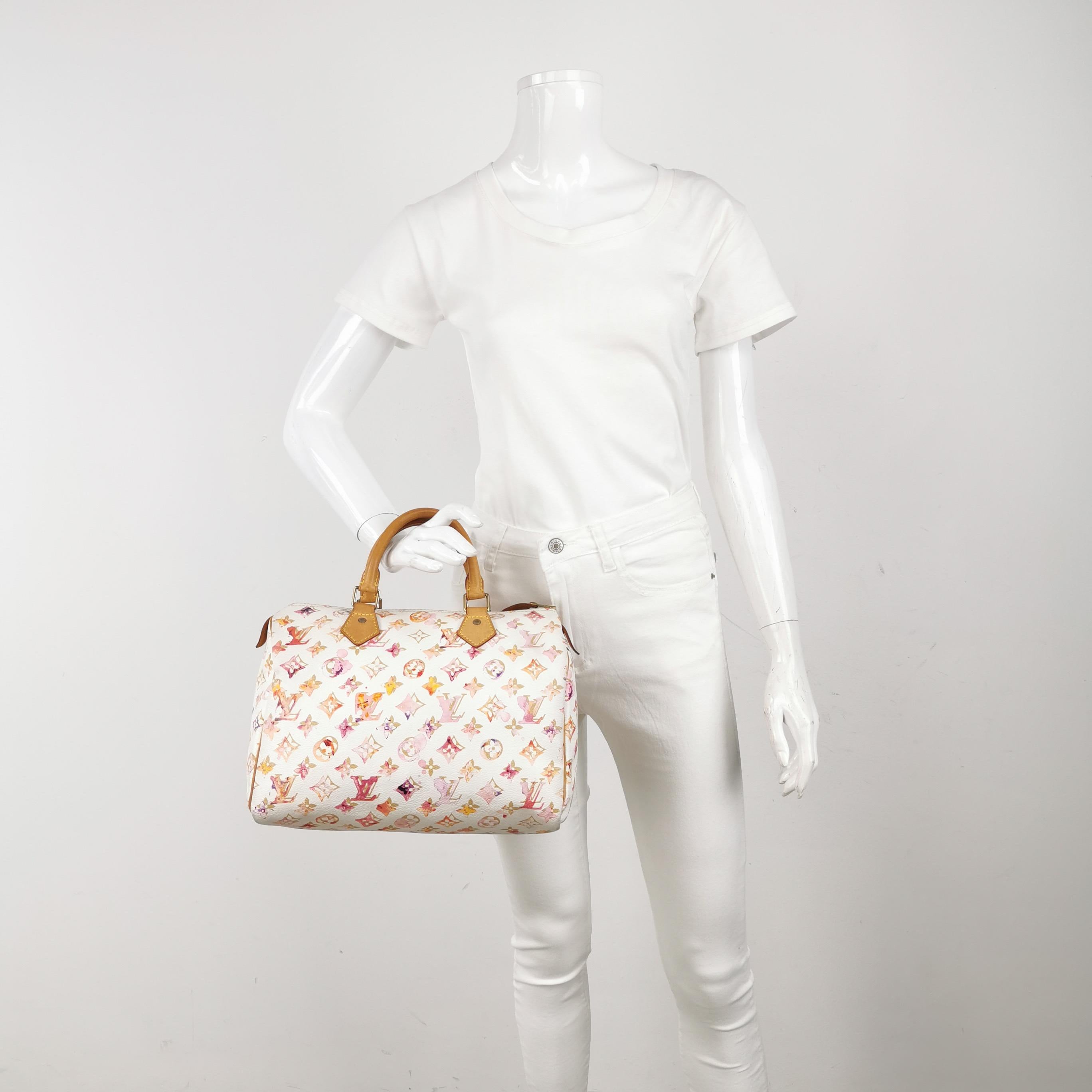 Beige Louis Vuitton Speedy 30 Monogram Acquerello Rosa Borsa Richard Prince 2008 in vendita