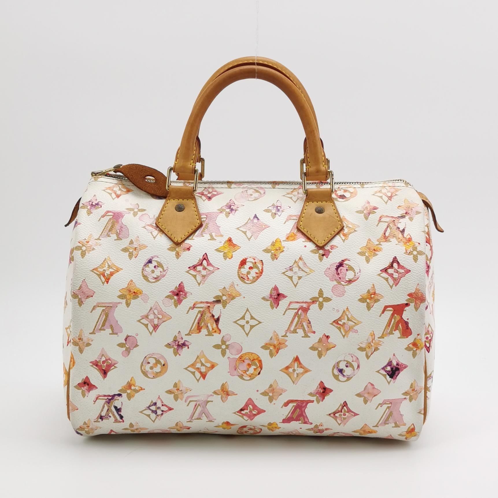 Donna Louis Vuitton Speedy 30 Monogram Acquerello Rosa Borsa Richard Prince 2008 in vendita