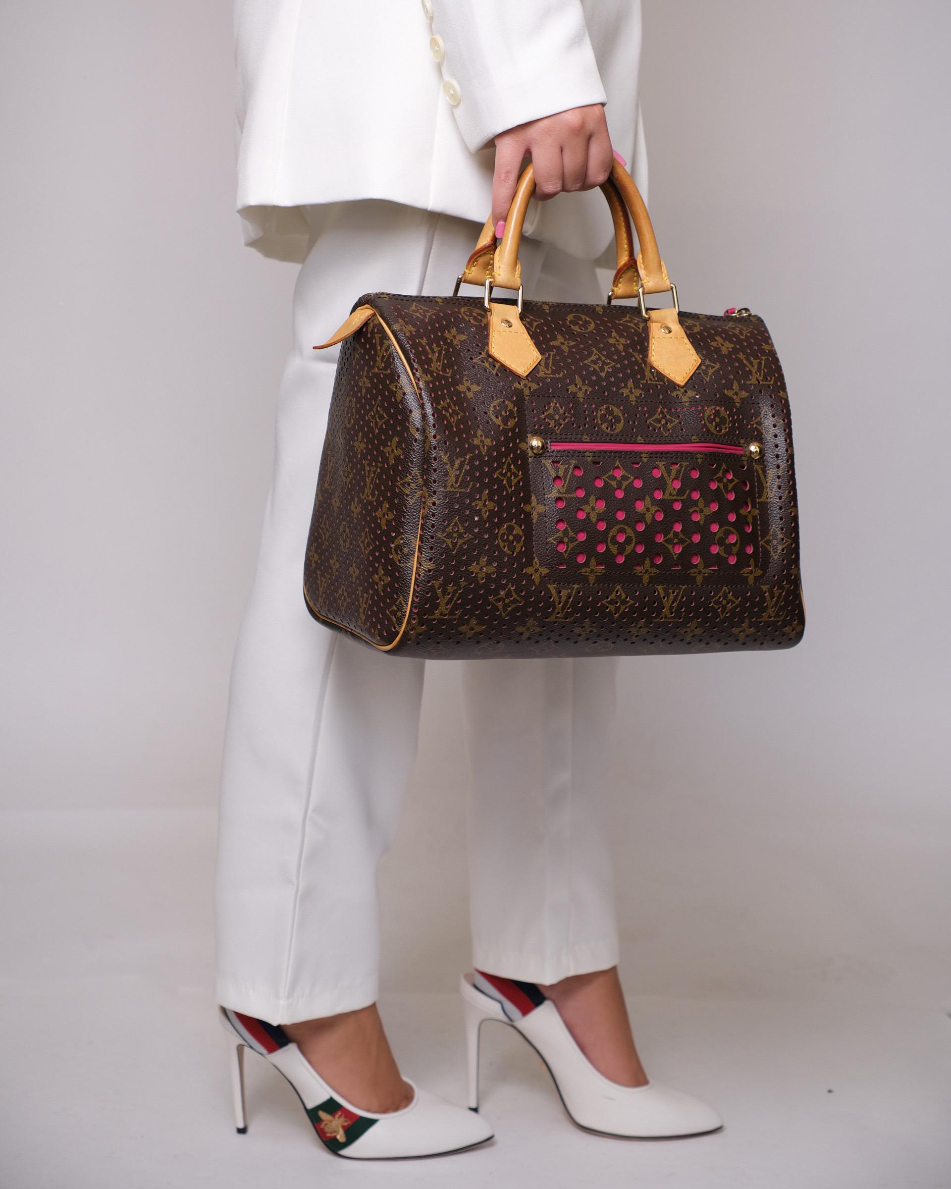 Louis Vuitton Speedy 30 Perforated Pink Handbag For Sale 12