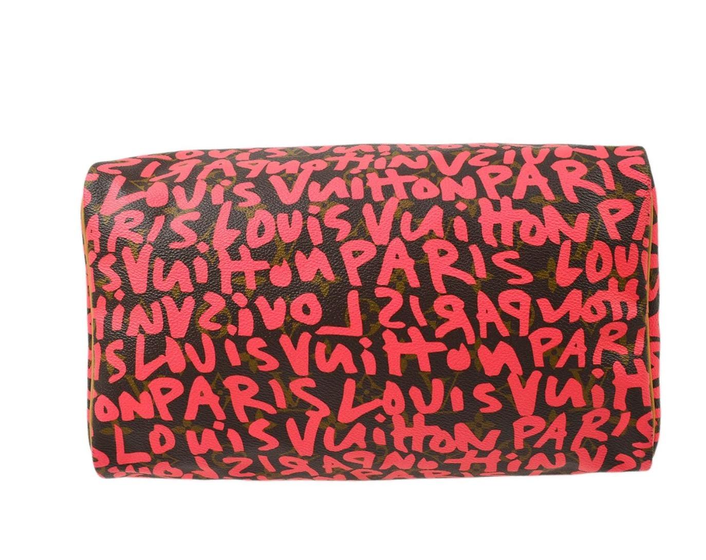 Louis Vuitton Speedy 30 Rosa Braun Graffiti Sprouse Carryall Top Handle Bag Damen im Angebot