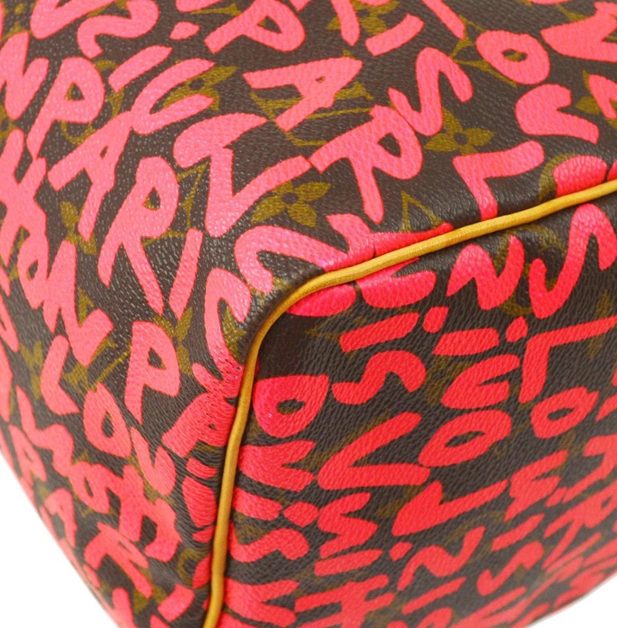 Louis Vuitton Speedy 30 Rosa Braun Graffiti Sprouse Carryall Top Handle Bag im Angebot 1