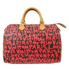 Borsa Louis Vuitton Speedy 30 Pink Brown Graffiti Sprouse Carryall Top HandleBag