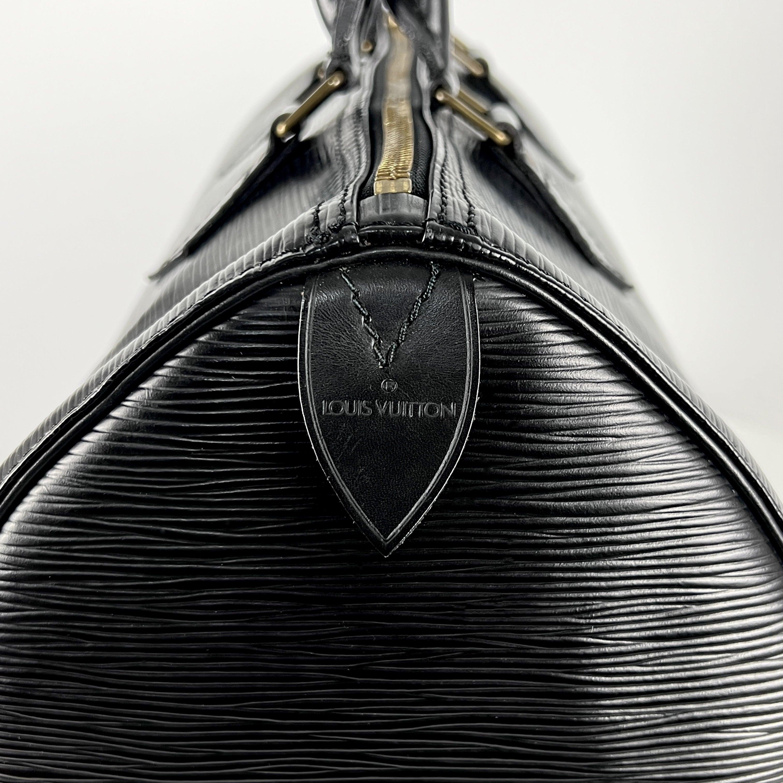Louis Vuitton Speedy 30 Top Handle Bag Black Leather Gold 1990 en vente 2