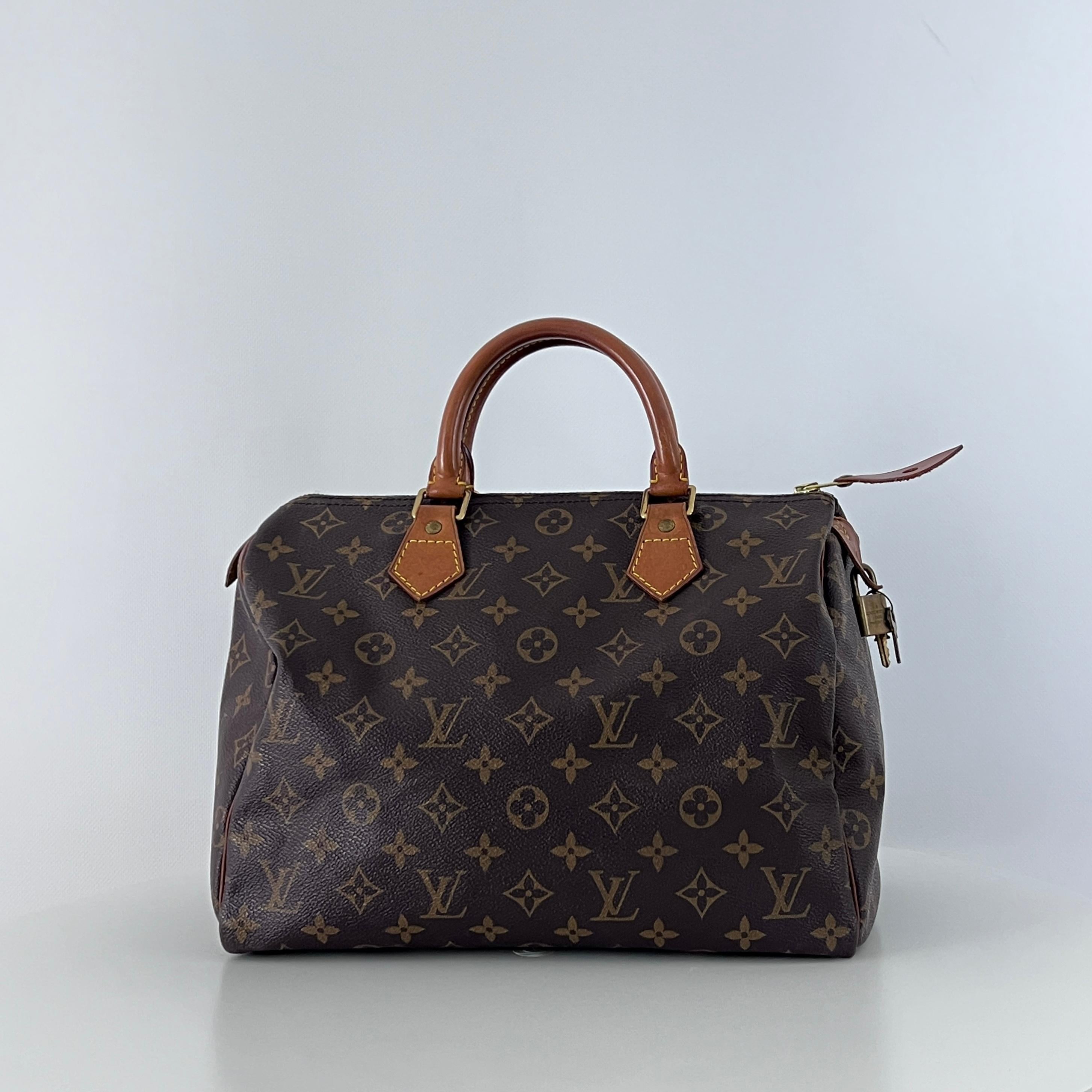Noir Louis Vuitton Speedy 30 Top Handle Bag Monogram Canvas Brown 1998 en vente