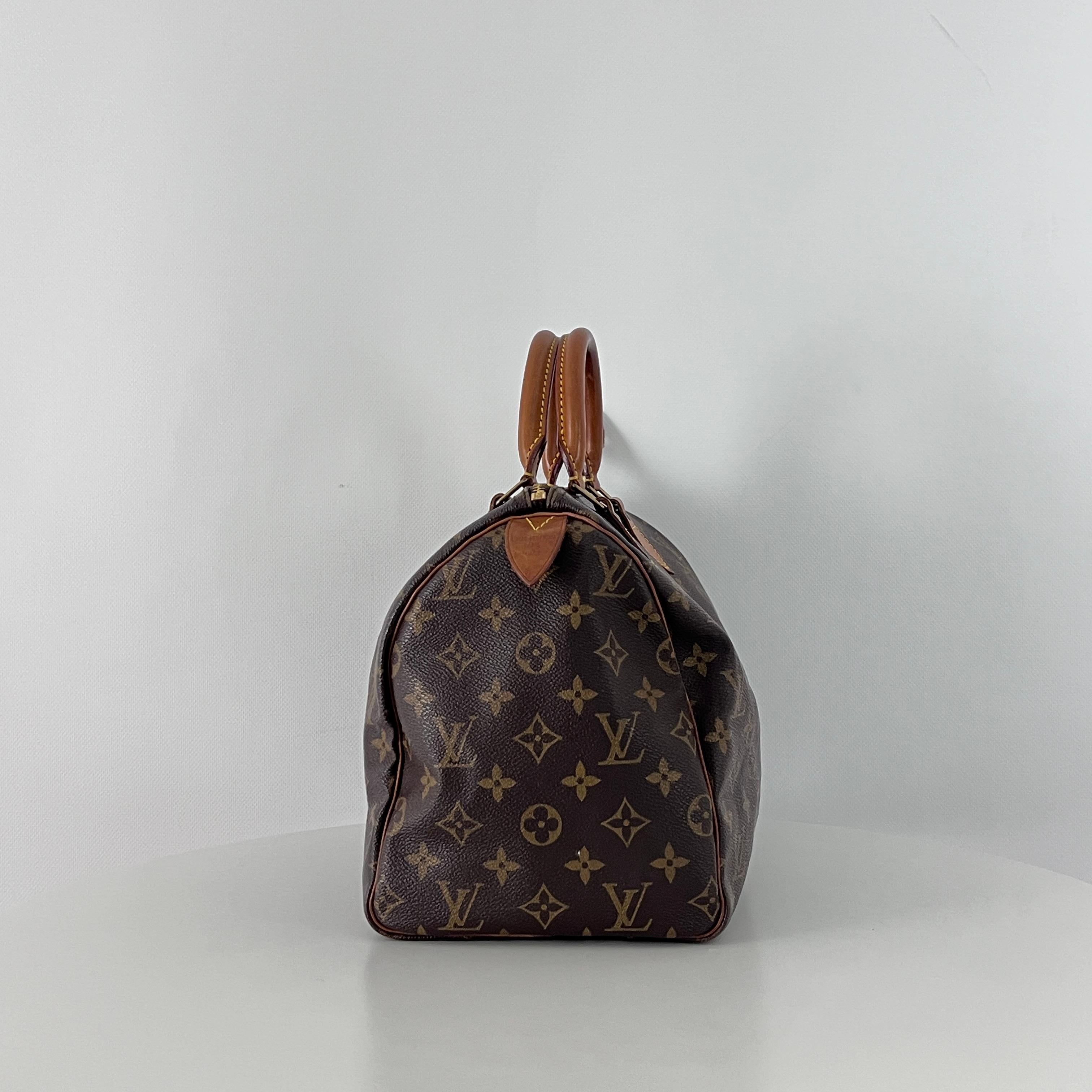 Louis Vuitton Speedy 30 Top Handle Bag Monogram Canvas Brown 1998 Unisexe en vente