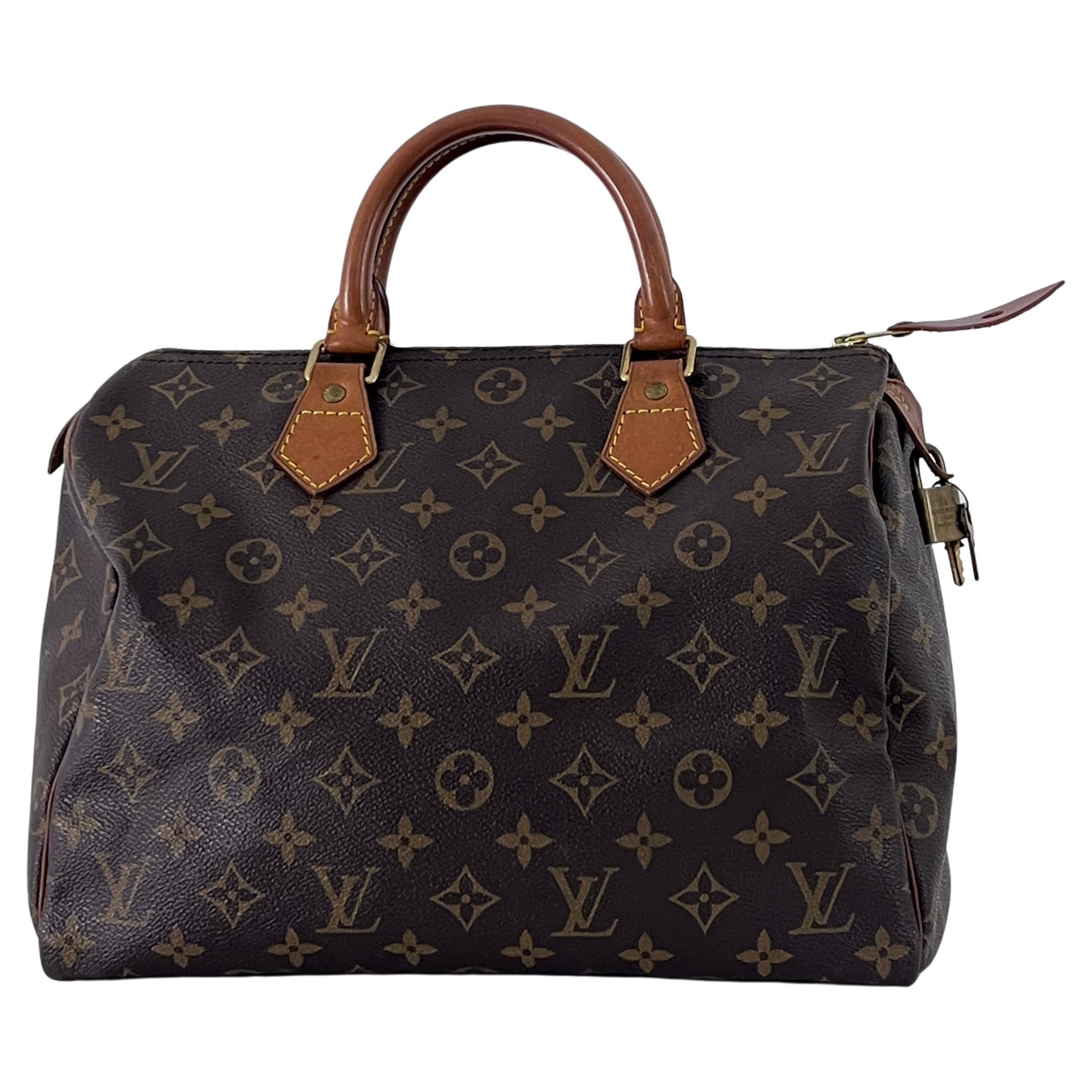 Louis Vuitton Speedy 30 Top Handle Bag Monogram Canvas Brown 1998
