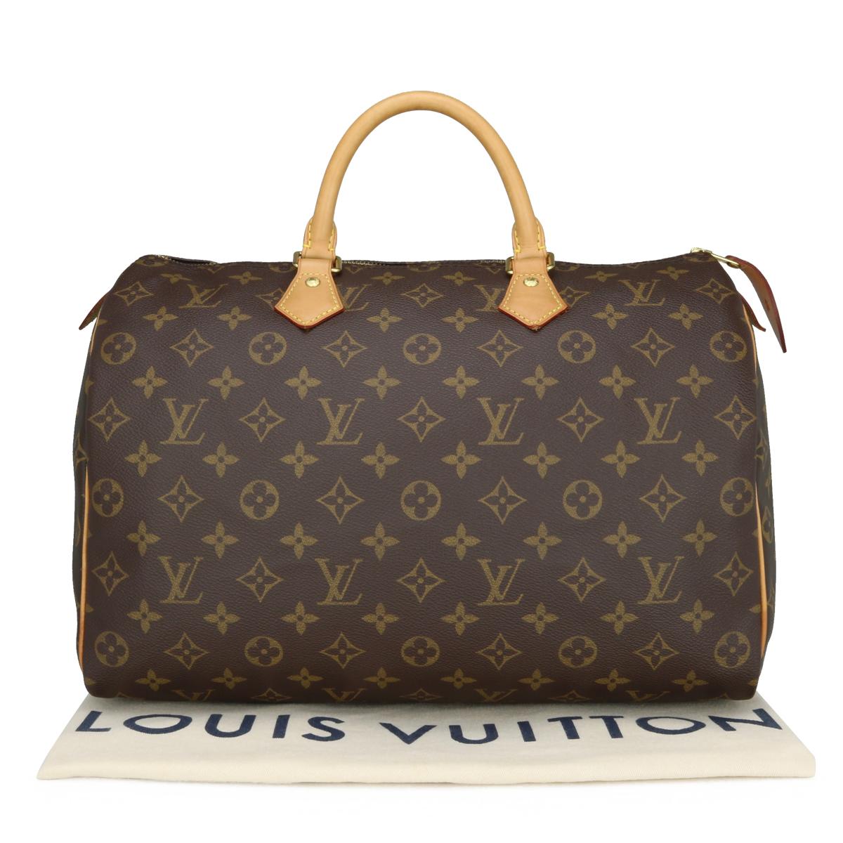 Louis Vuitton Speedy 35 Bag in Monogram with Gold Hardware 2018.

This bag is in excellent condition. 

- Exterior Condition: Excellent condition. Light storage creasing to the canvas. Very minor leather/print surface wear to four base corners,