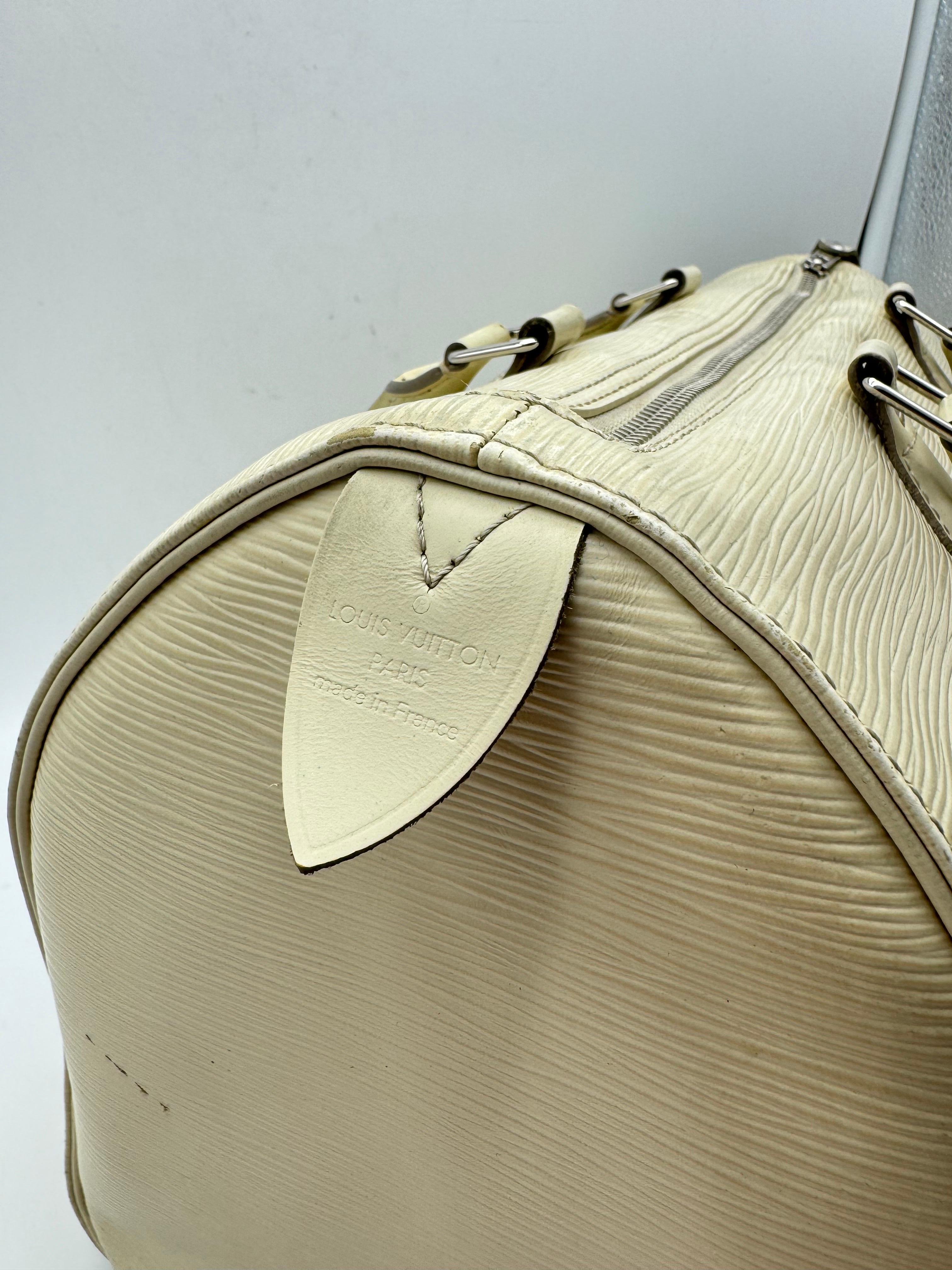 Louis Vuitton Speedy 35 Epi White Vintage In Fair Condition For Sale In 10707, DE