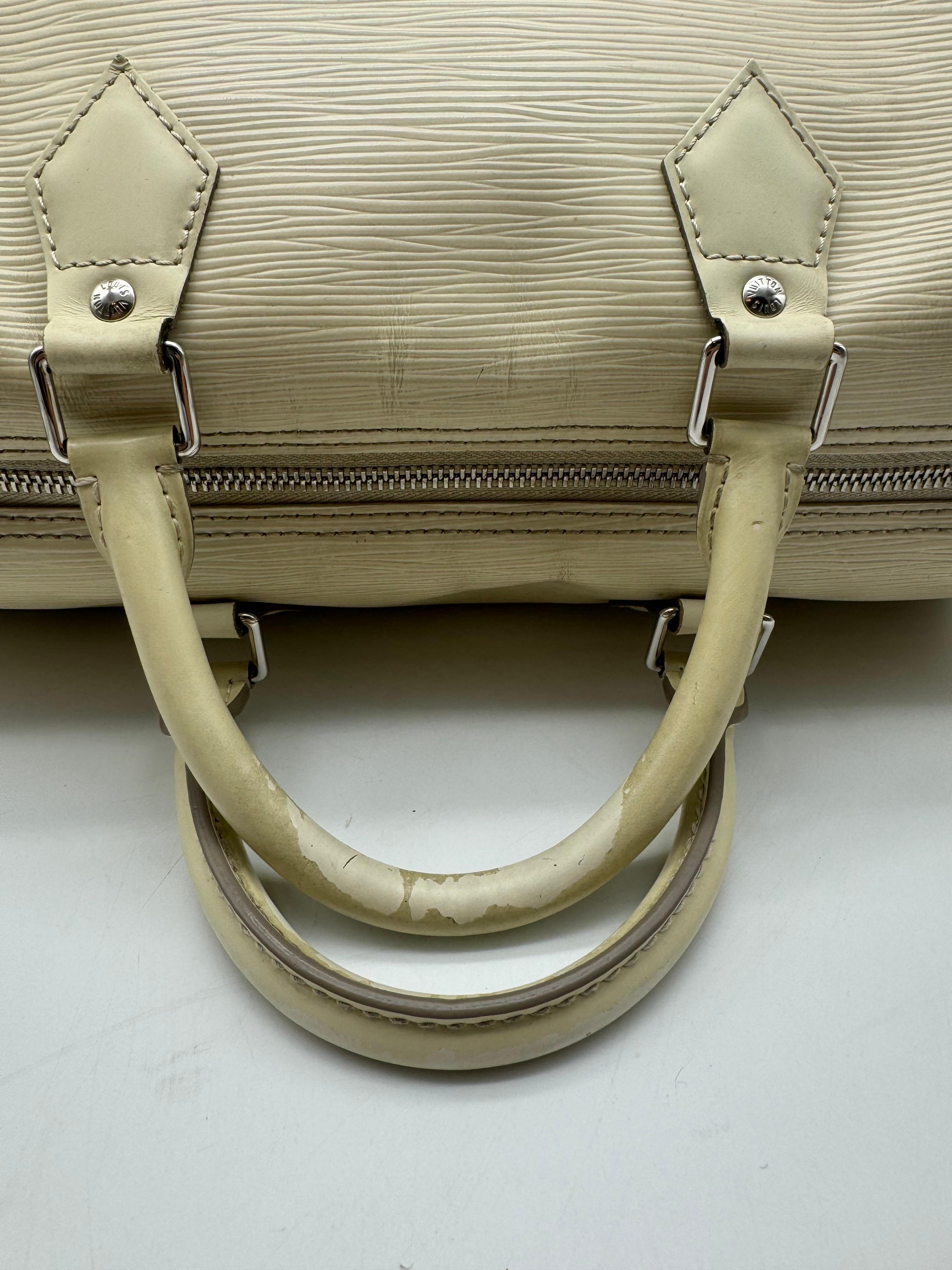 Louis Vuitton Speedy 35 Epi White Vintage For Sale 1