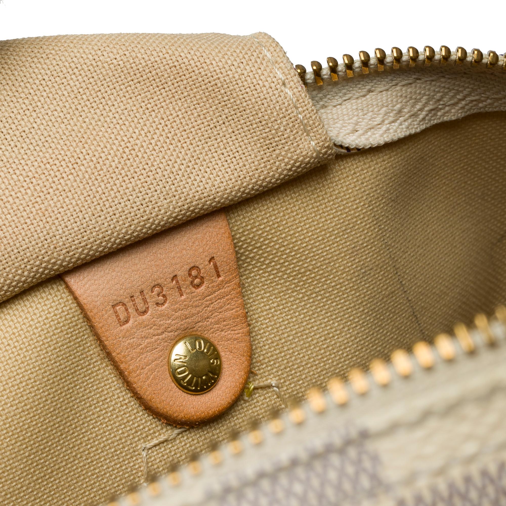 Louis Vuitton Speedy 35 handbag in beige checkered canvas, GHW 2