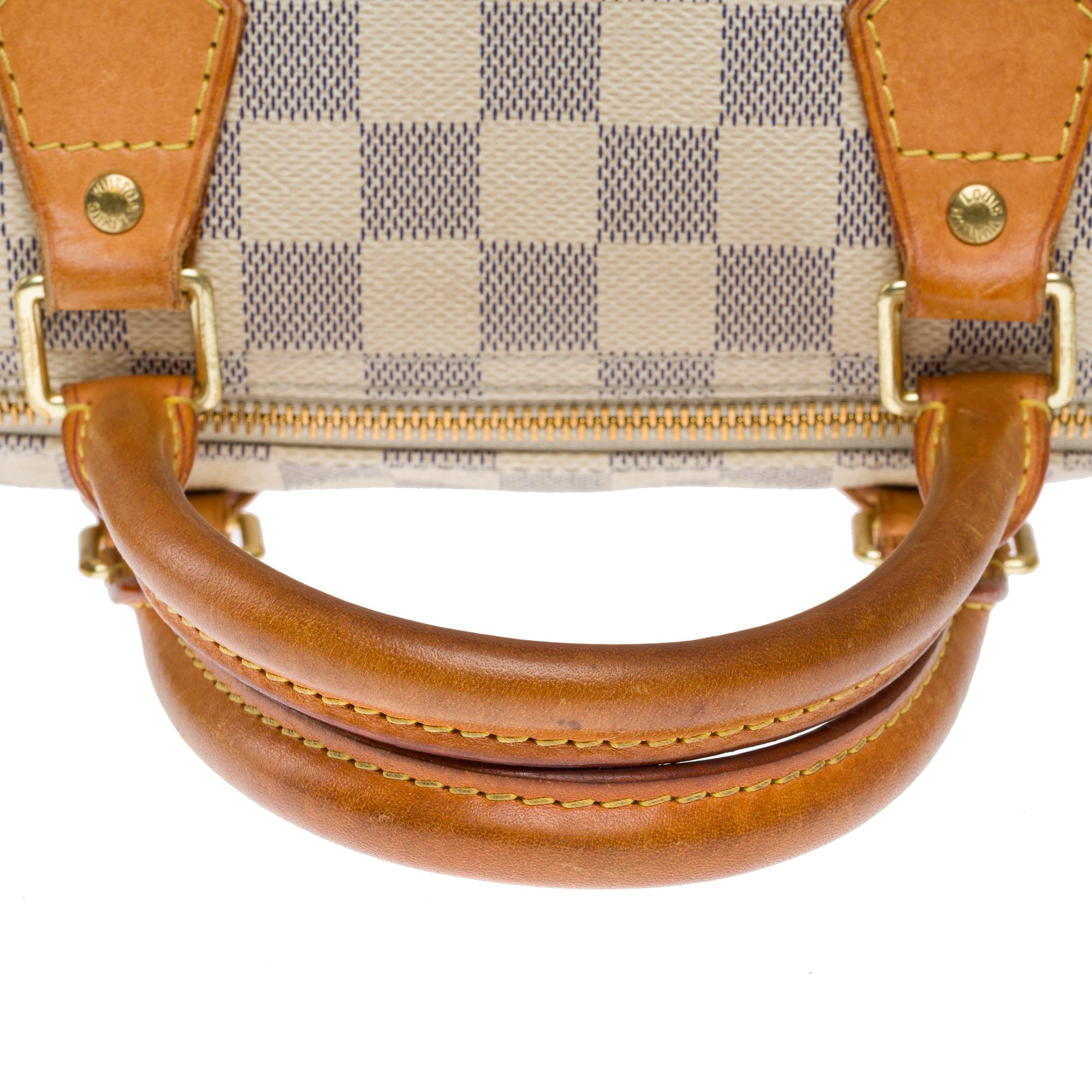Louis Vuitton Speedy 35 handbag in beige checkered canvas, GHW 4