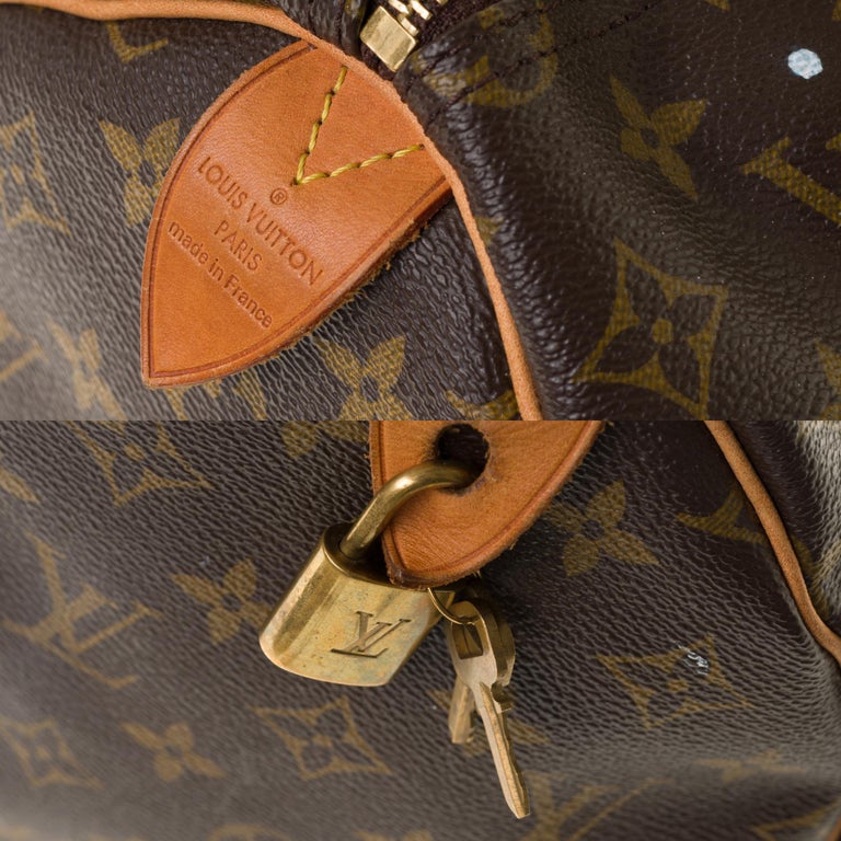 Women's Louis Vuitton Speedy 35 handbag in Monogram canvas customized 