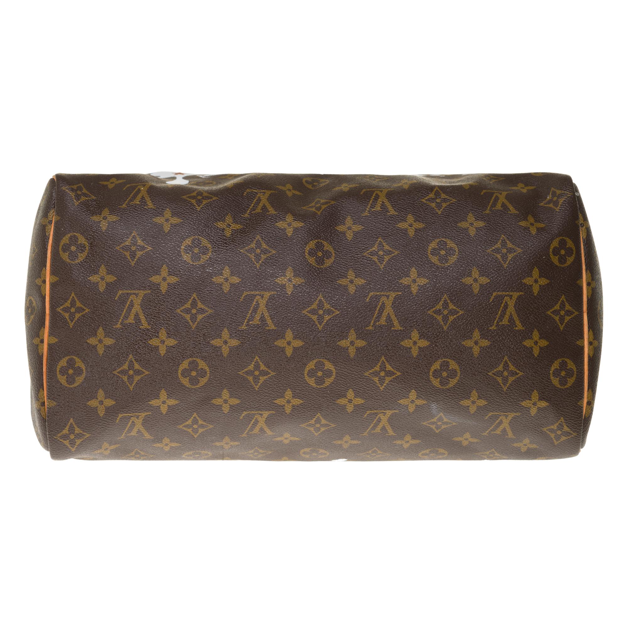 Louis Vuitton Speedy 35 handbag in Monogram canvas customized 