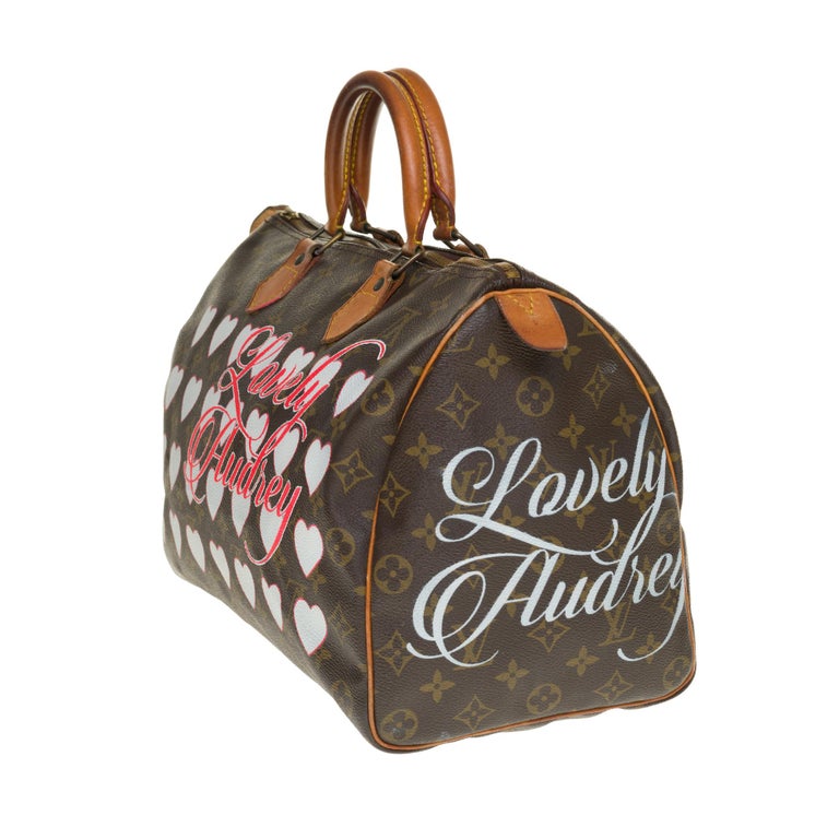Louis Vuitton Speedy 35 handbag in Monogram canvas customized 